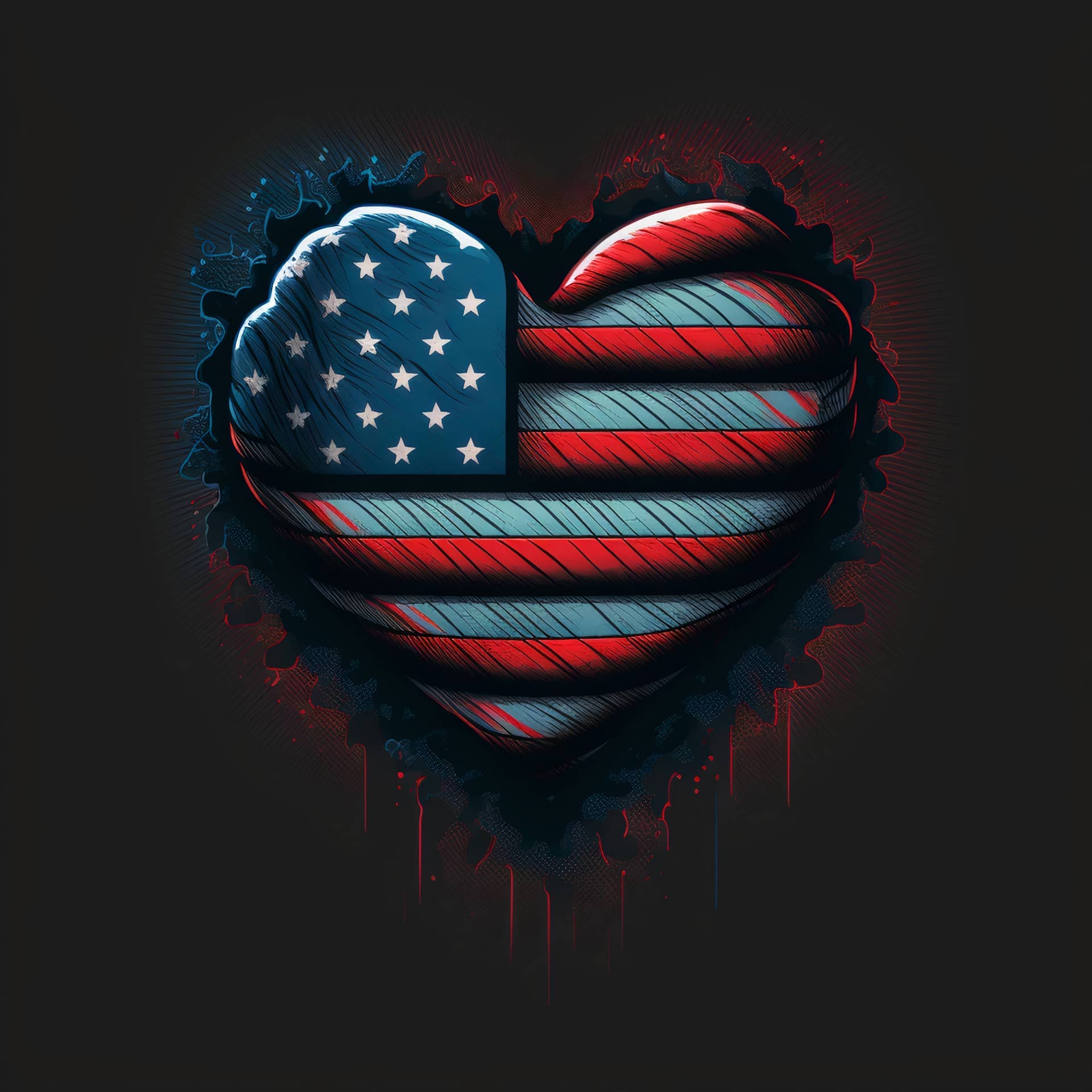 Heart design with american flag picture