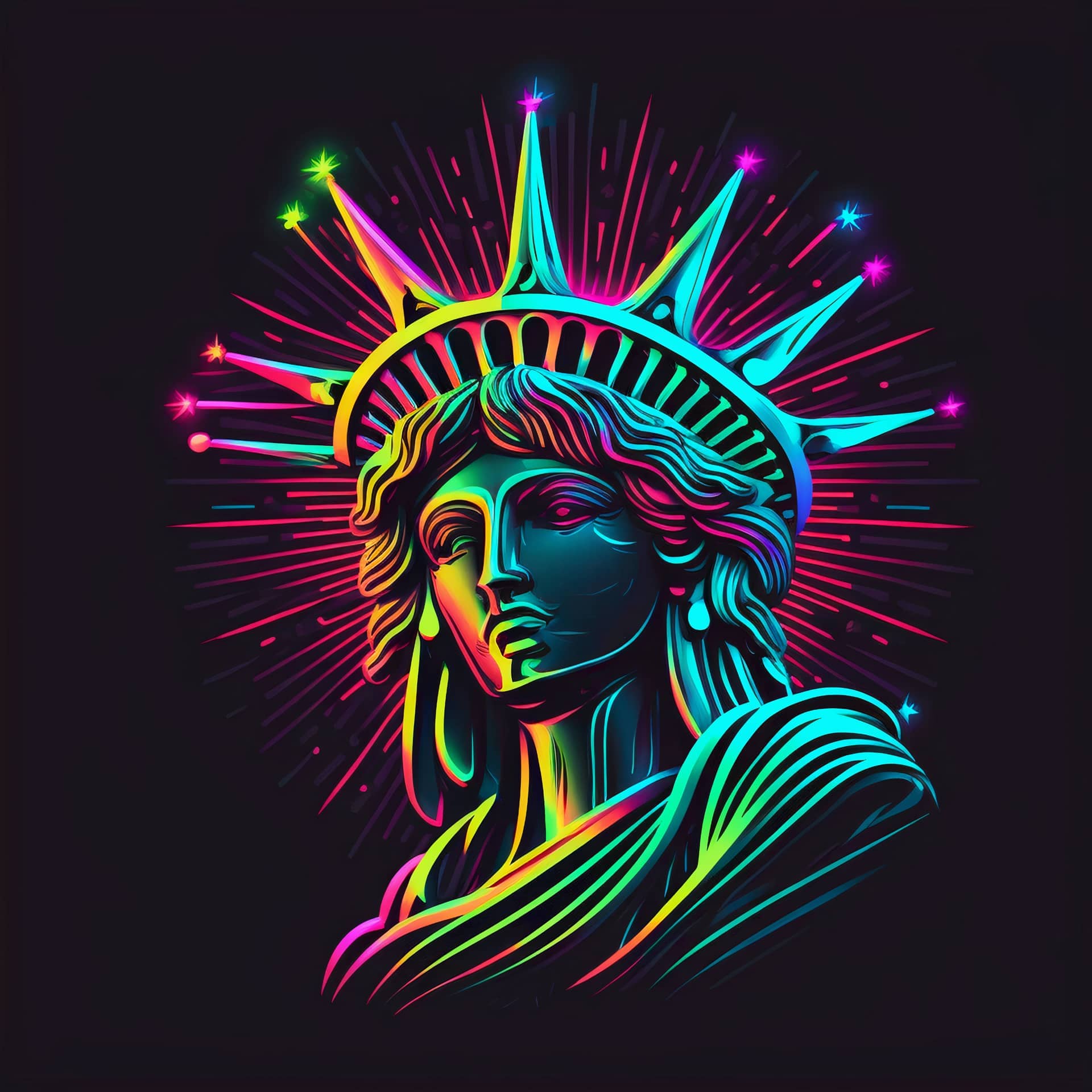 Neon style statue liberty illustration new york image