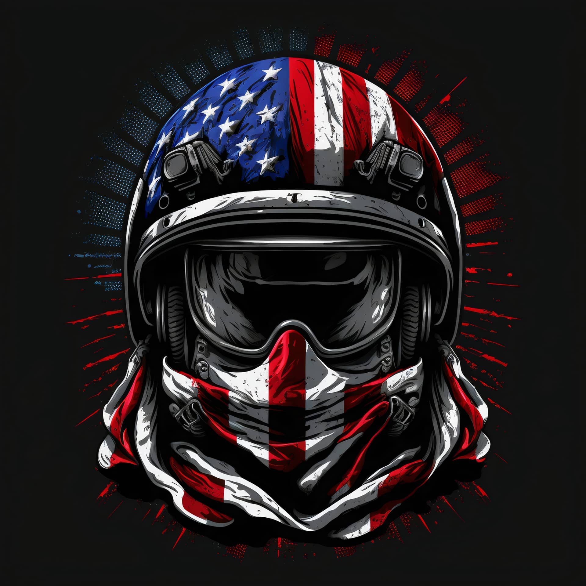 Pilot helmet design with american flag