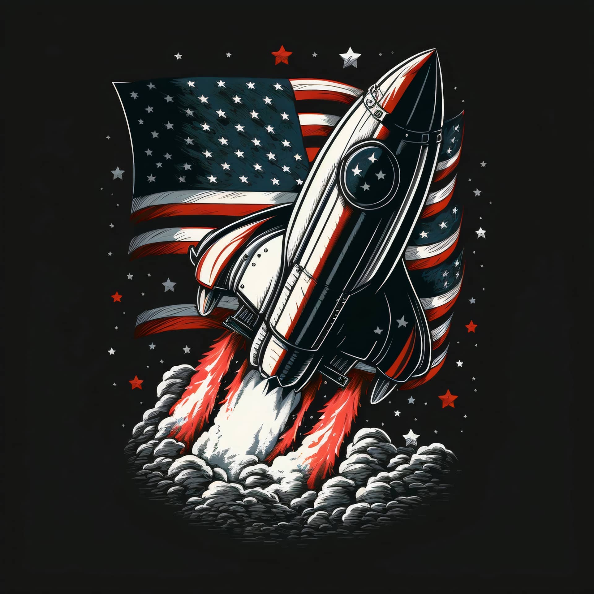 Rocket design with american flag facebook profile pic