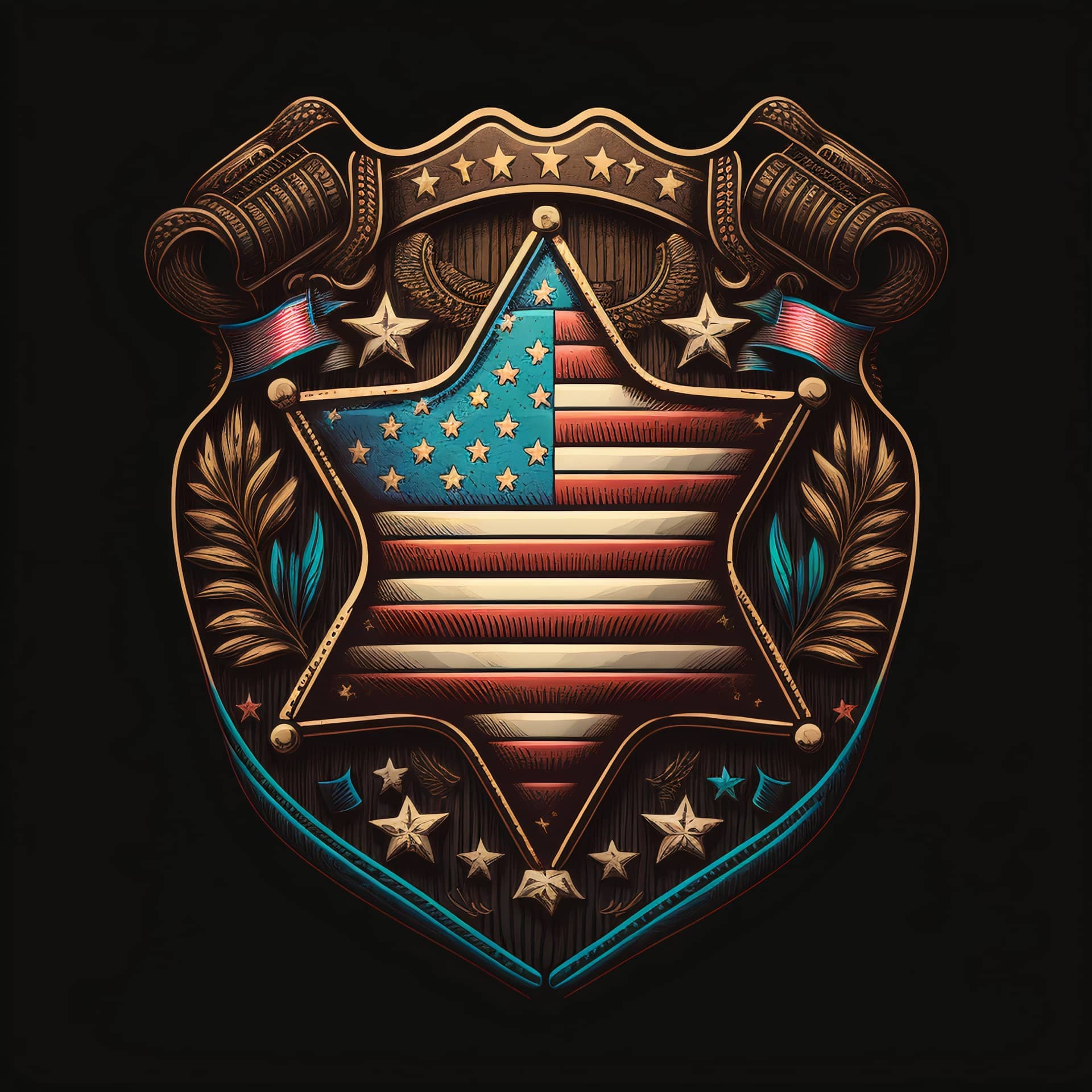 Sheriff badge design with american flag