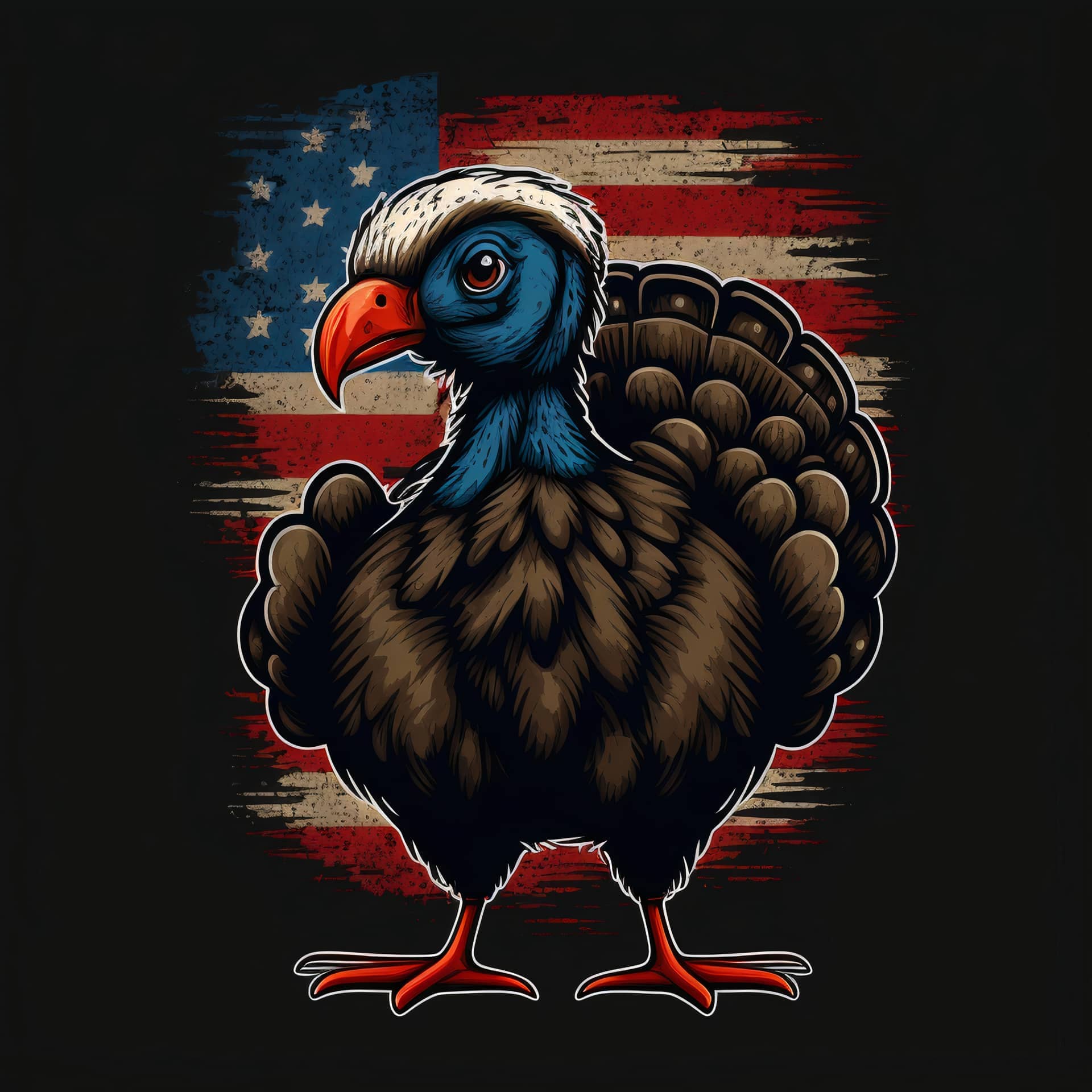 Turkey design with american flag image