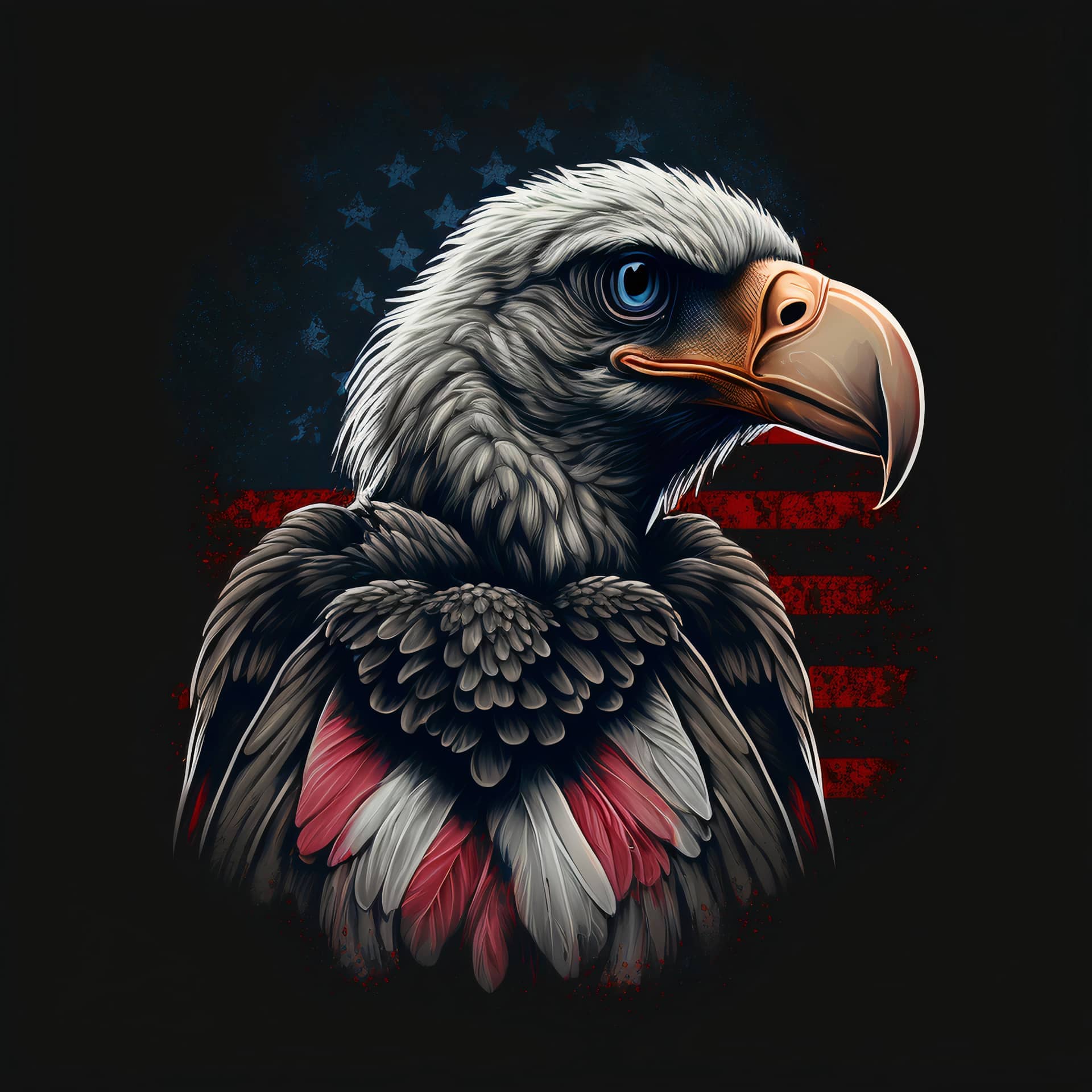 Vulture design with american flag