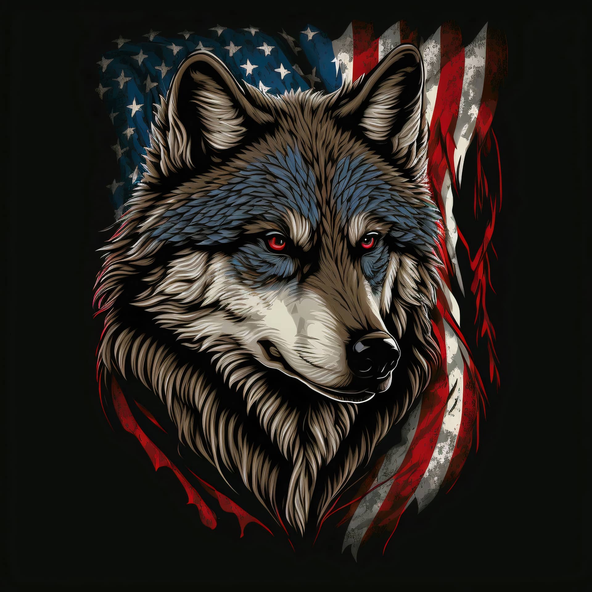 Wolf design with american flag facebook profile pic