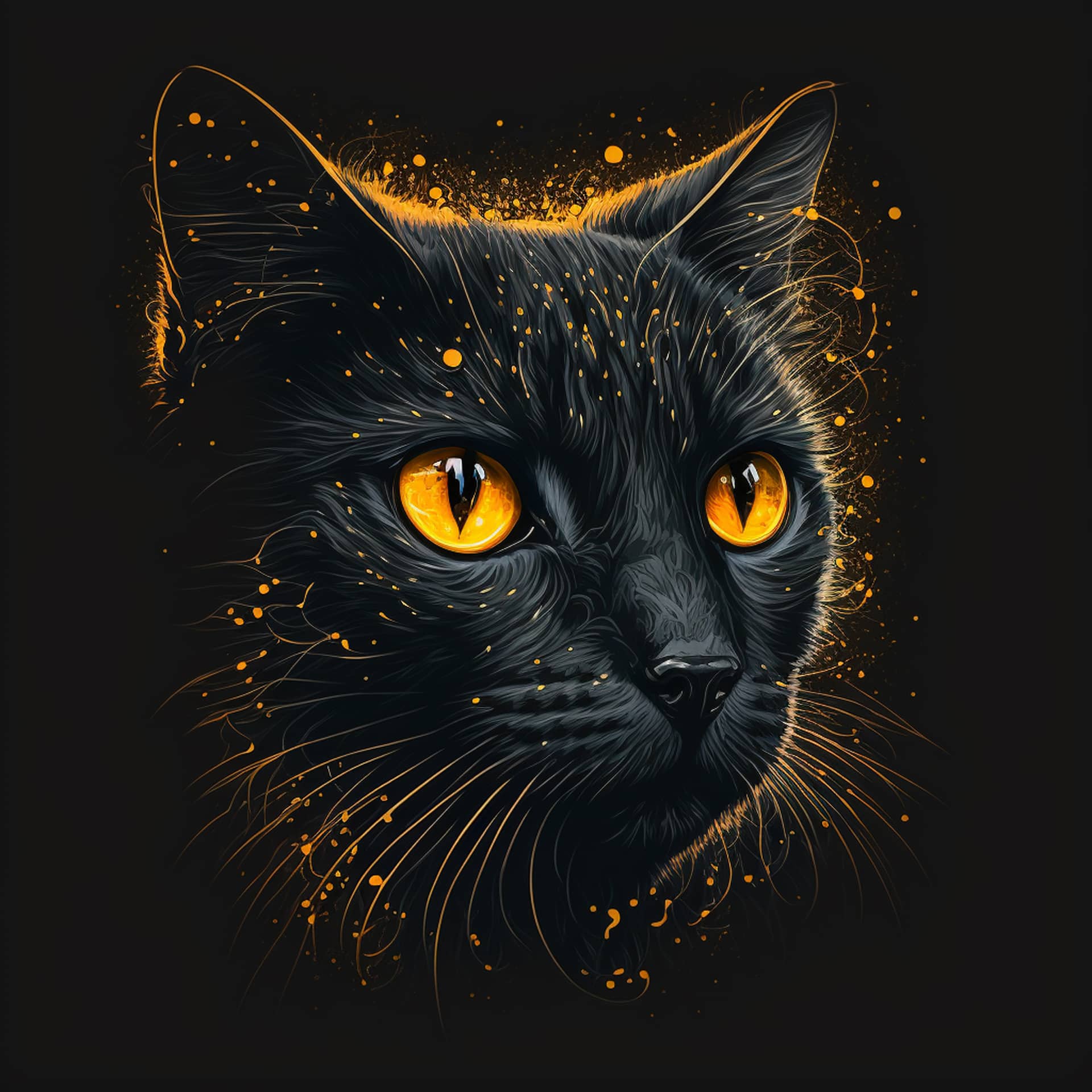 Fb profile pic cat black background with bright yellow eyes image