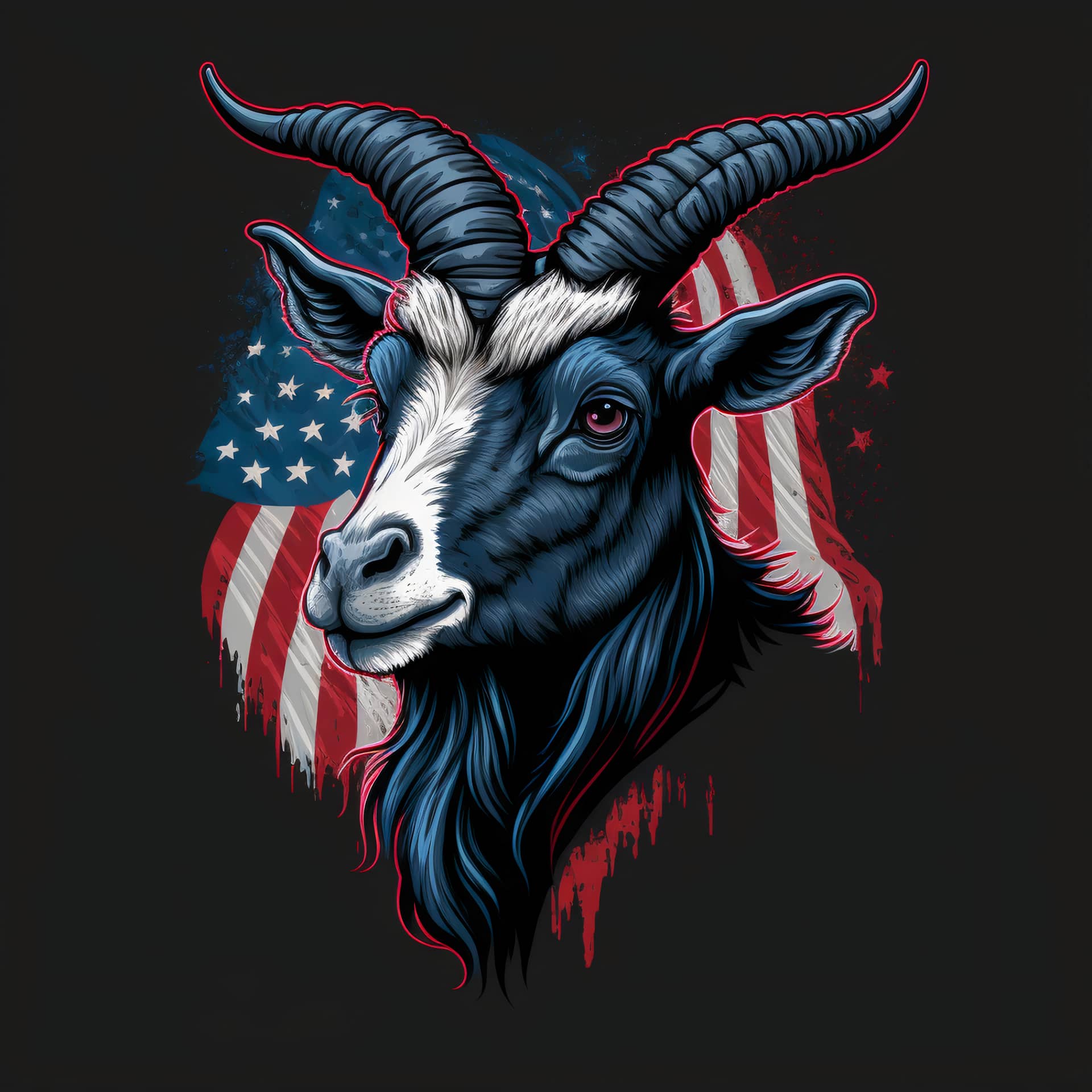 Fb profile pic goat design with american flag image