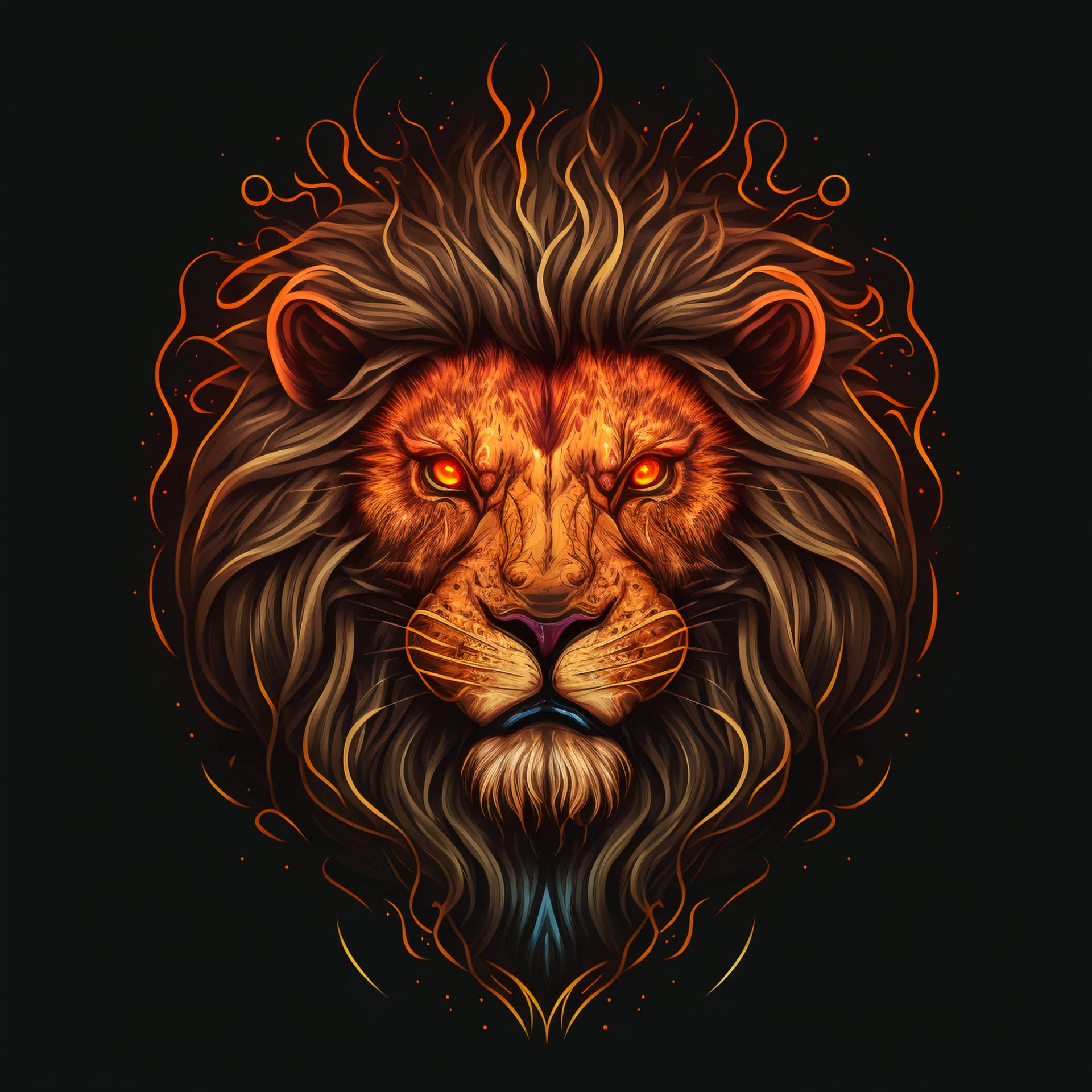 Illustration front view lion head surprisingly perfect design