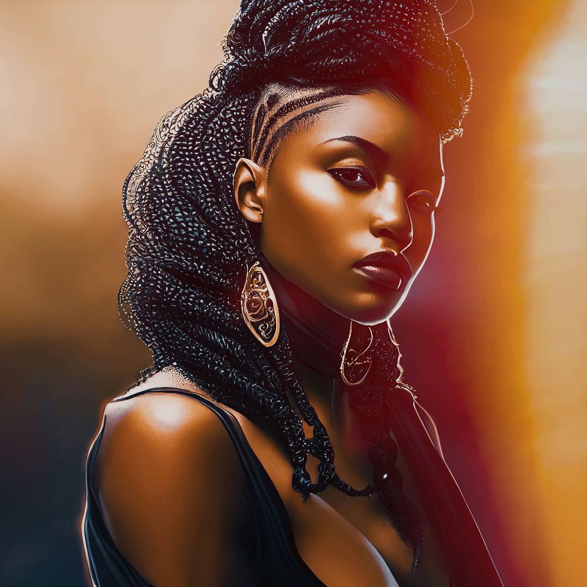 Female profile picture beautiful african woman model portrait
