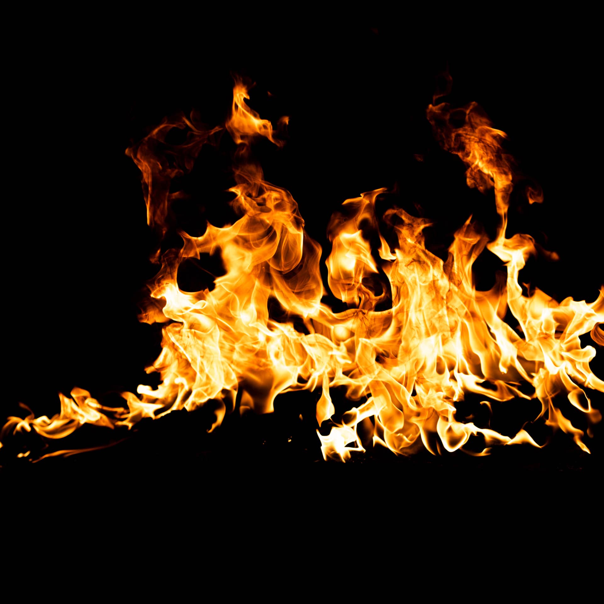 Fire flames isolated black background picture