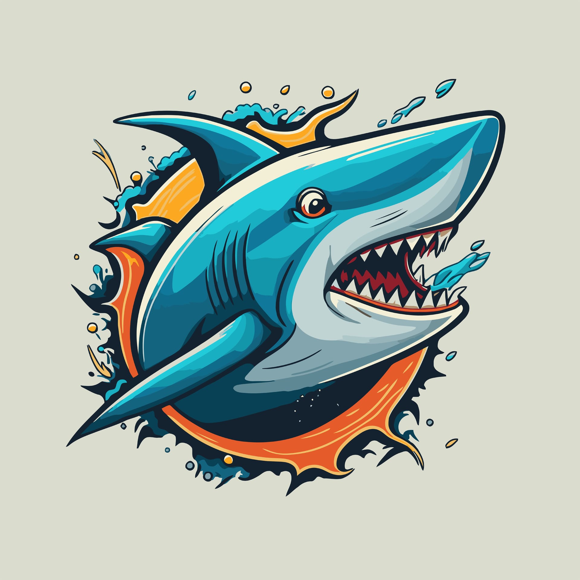 Angry blue shark logo character mascot icon funny cartoon image