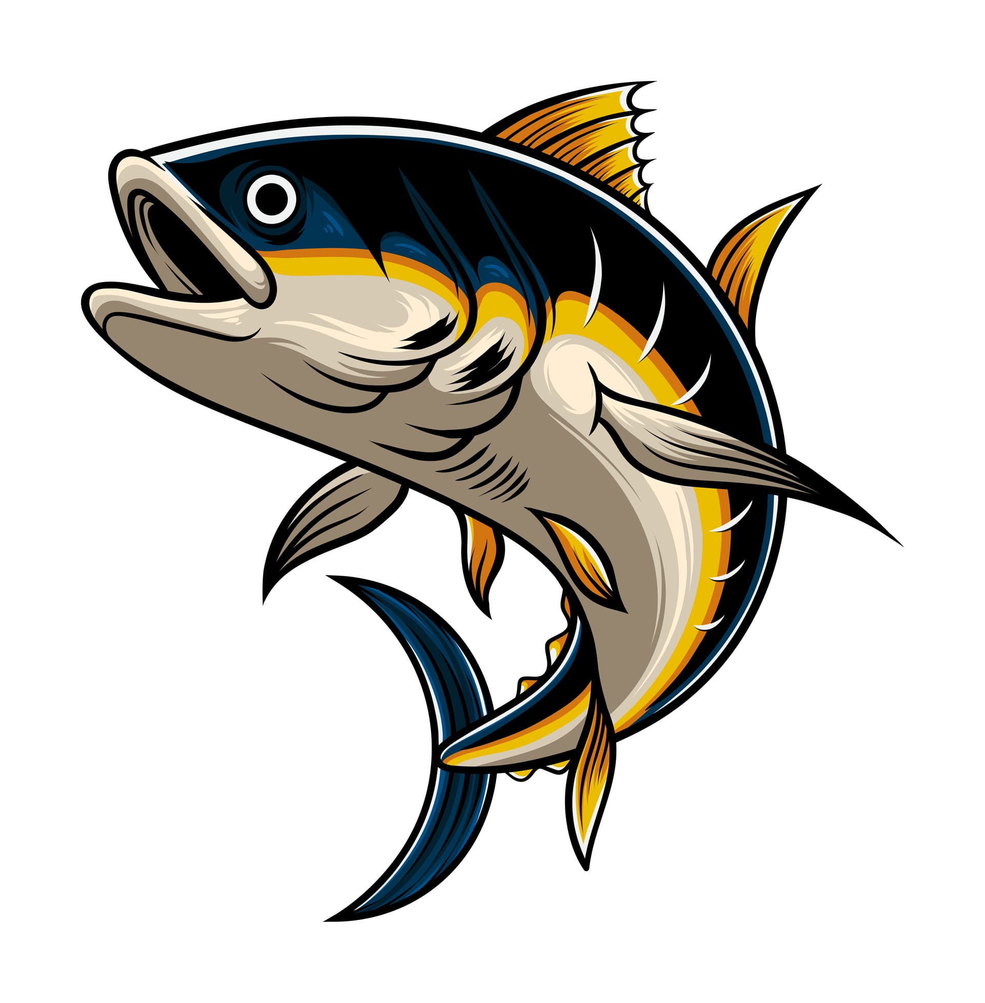 Cool tuna vintage style illustration with premium quality stock image