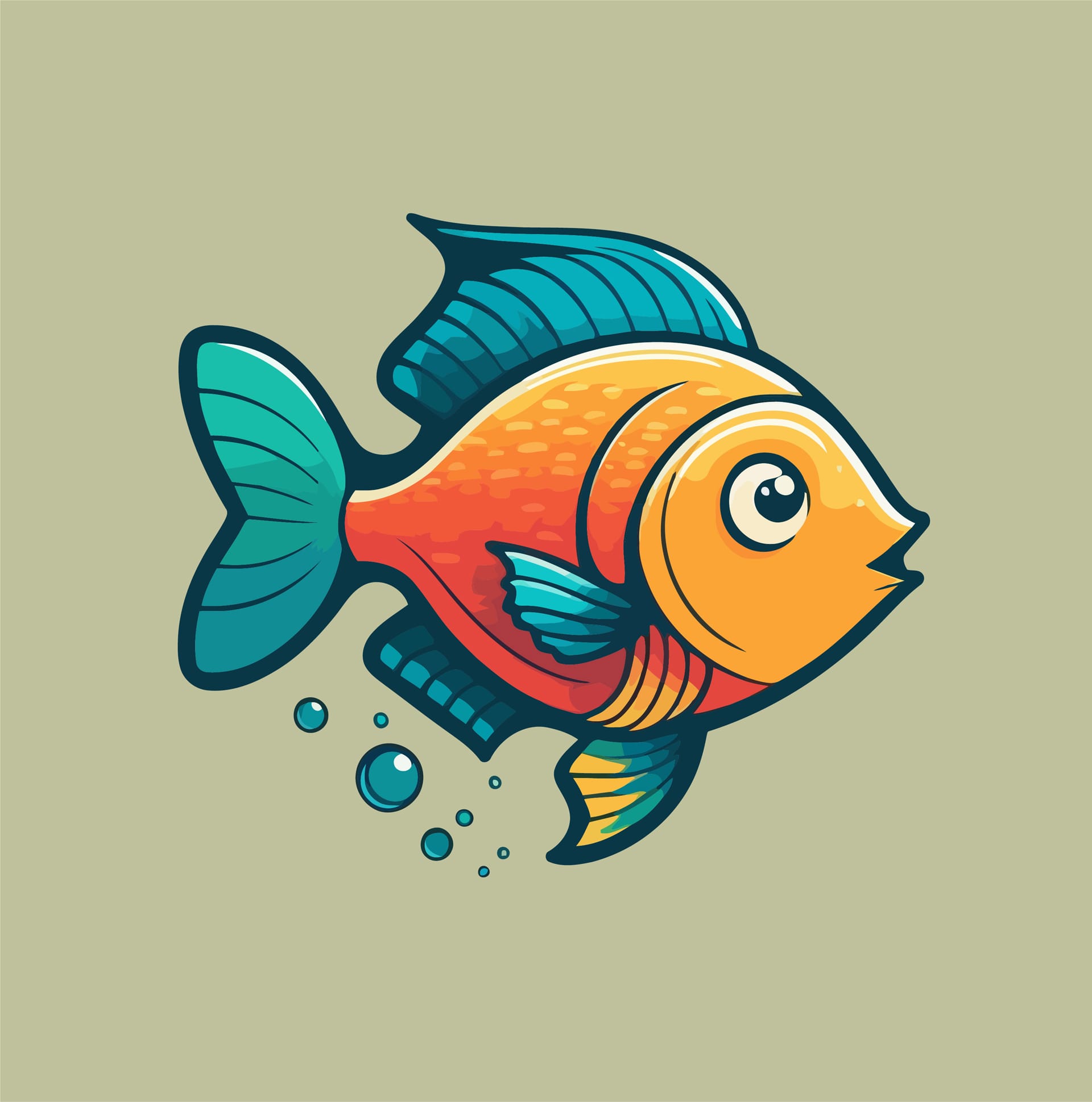 Cute fish cartoon illustration sea animal logo icon mascot image