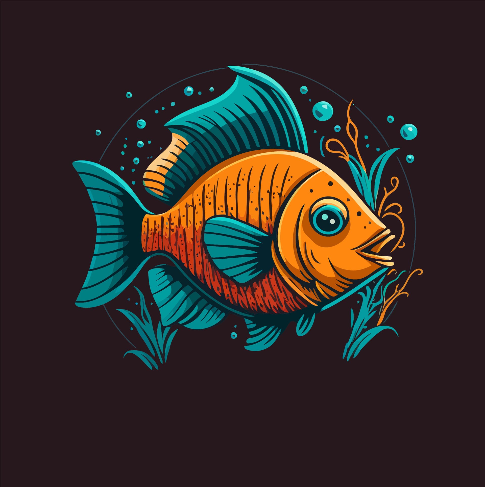 Cute fish cartoon illustration sea animal logo icon mascot picture