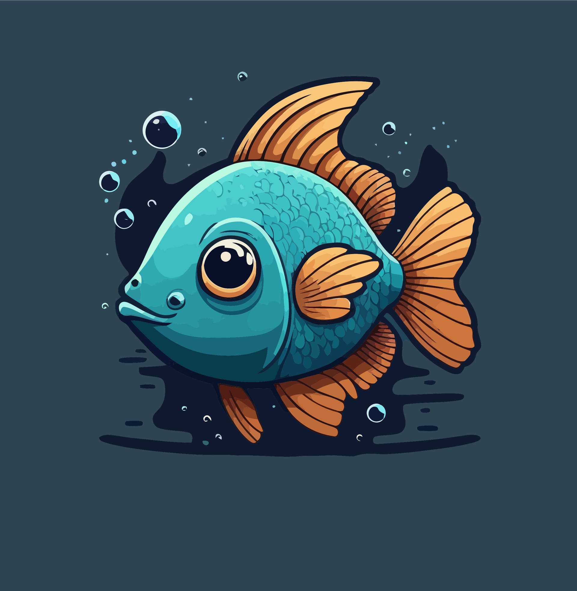 Cute fish cartoon illustration sea animal logo icon mascot