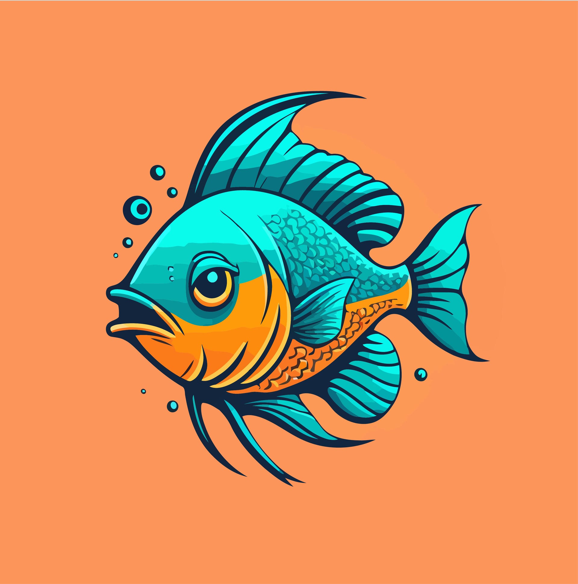 Fish cartoon illustration sea animal logo icon mascot nice image