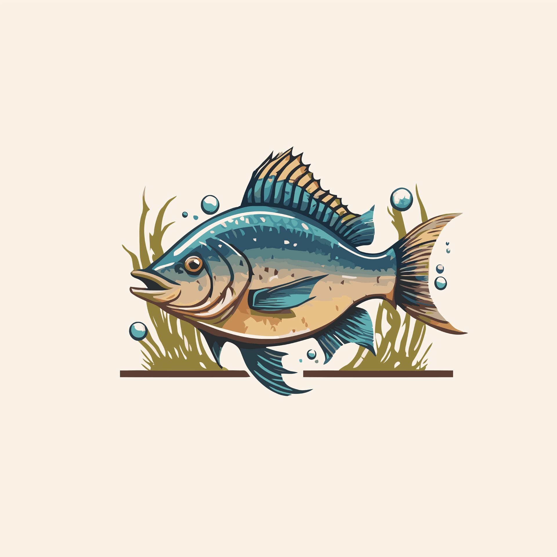 Fish profile picture betta fish logo ilustrations