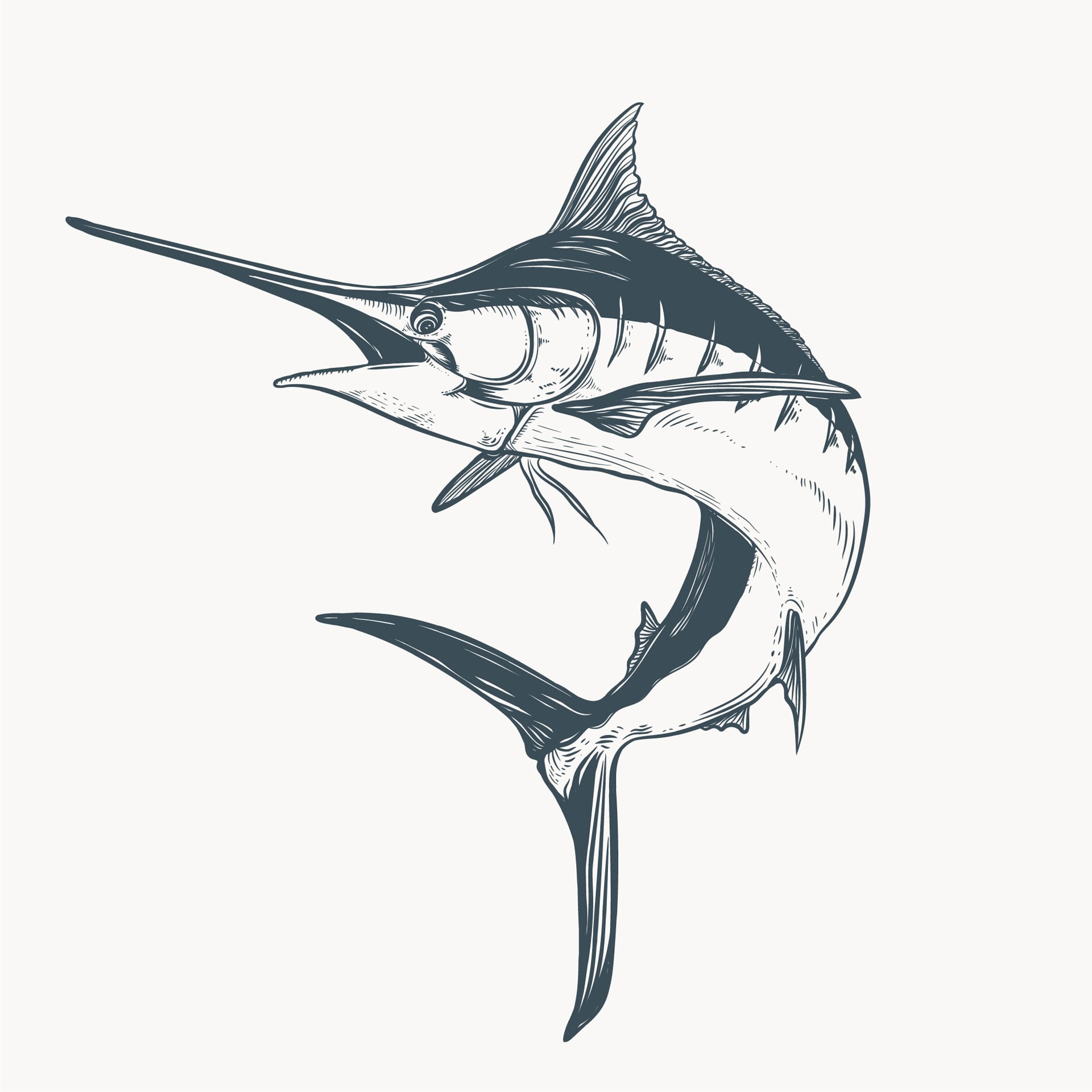 Fishing fish water logo icon template vintage design