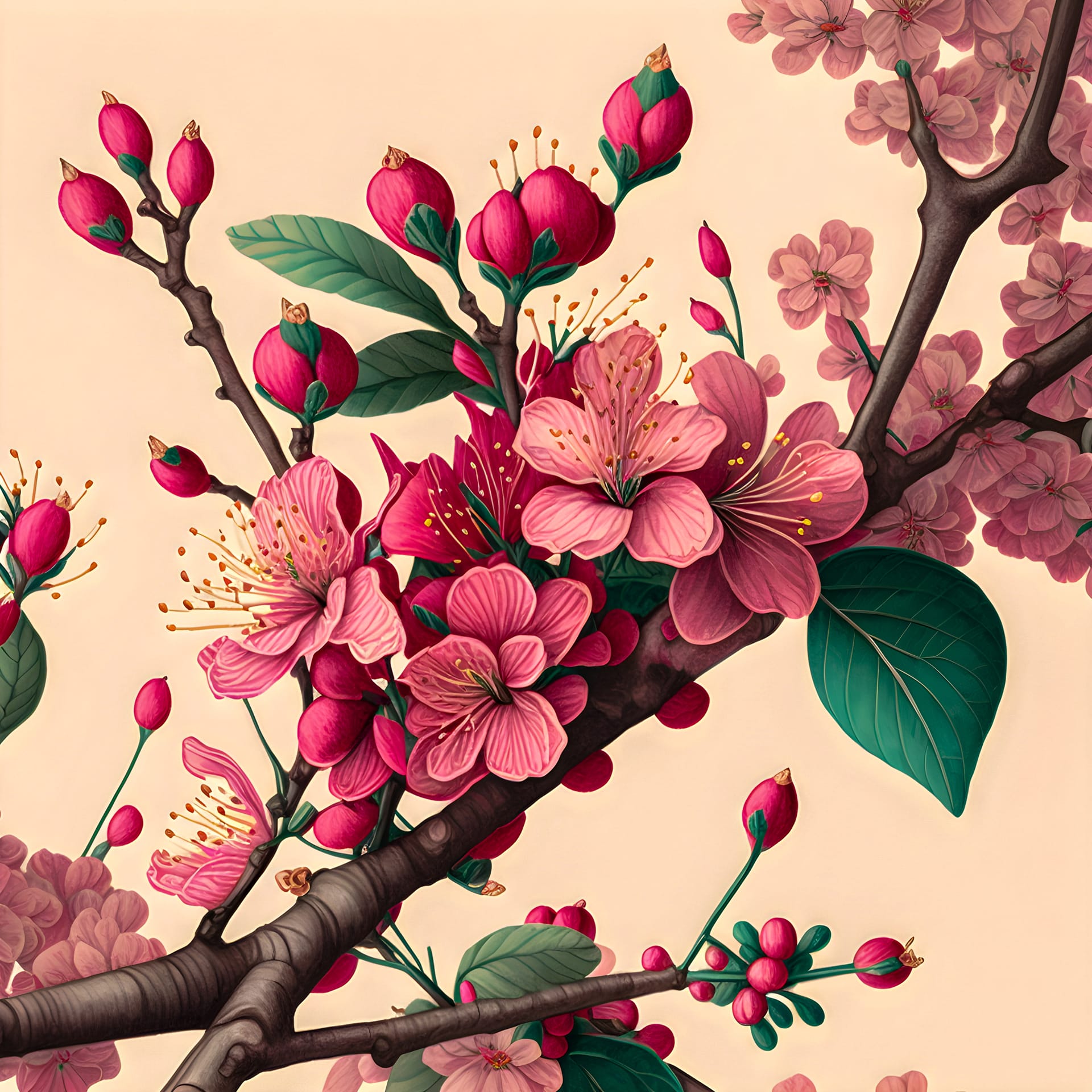 Cherry blossom tree hand drawn illustration excellent image