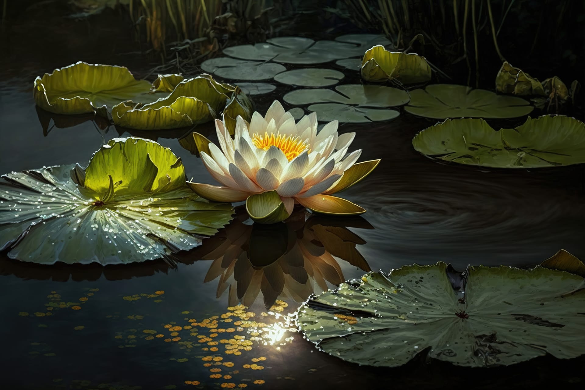 Water lily pond flower profile pic