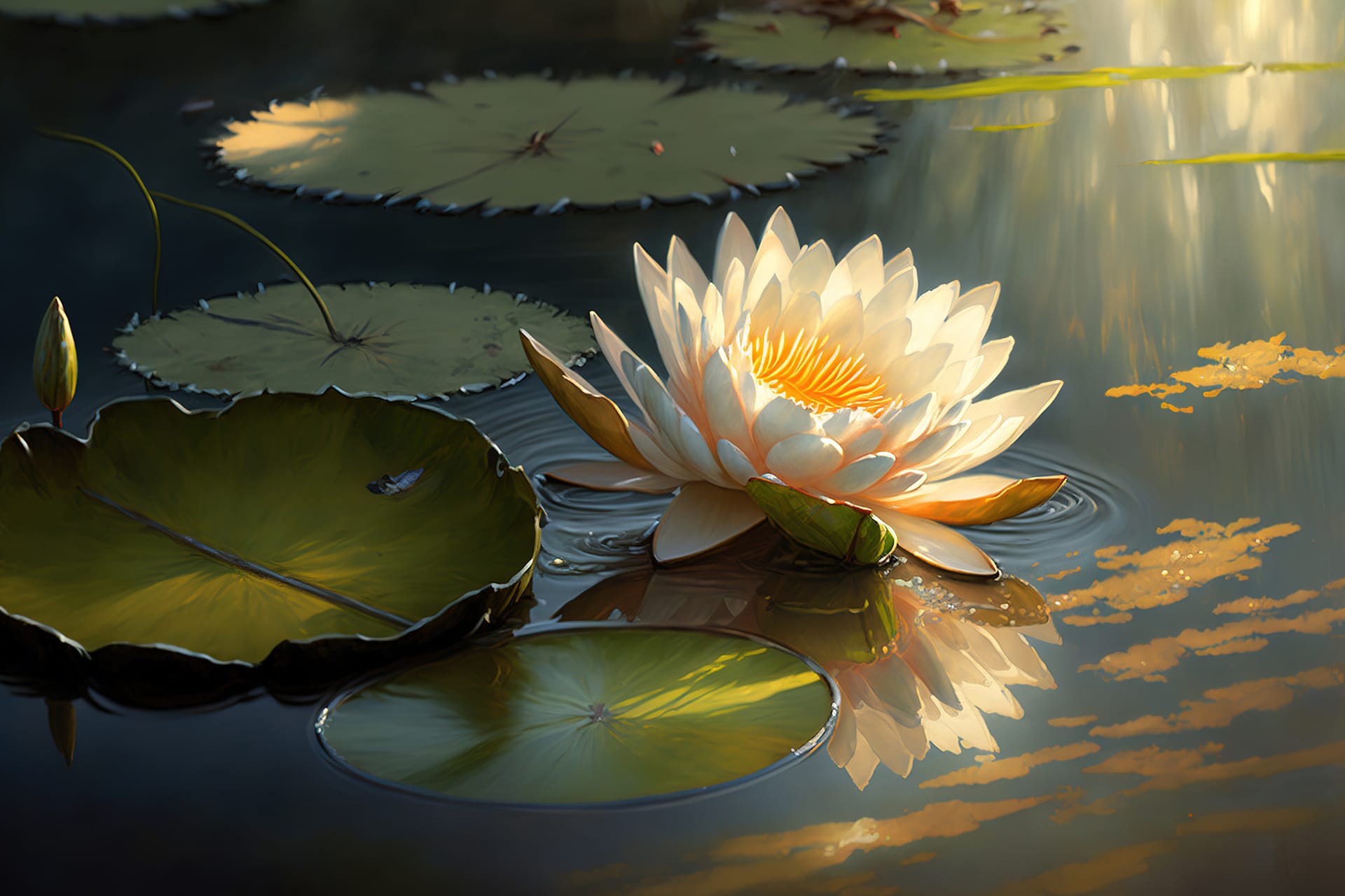 Water lily pond nice flower profile pic