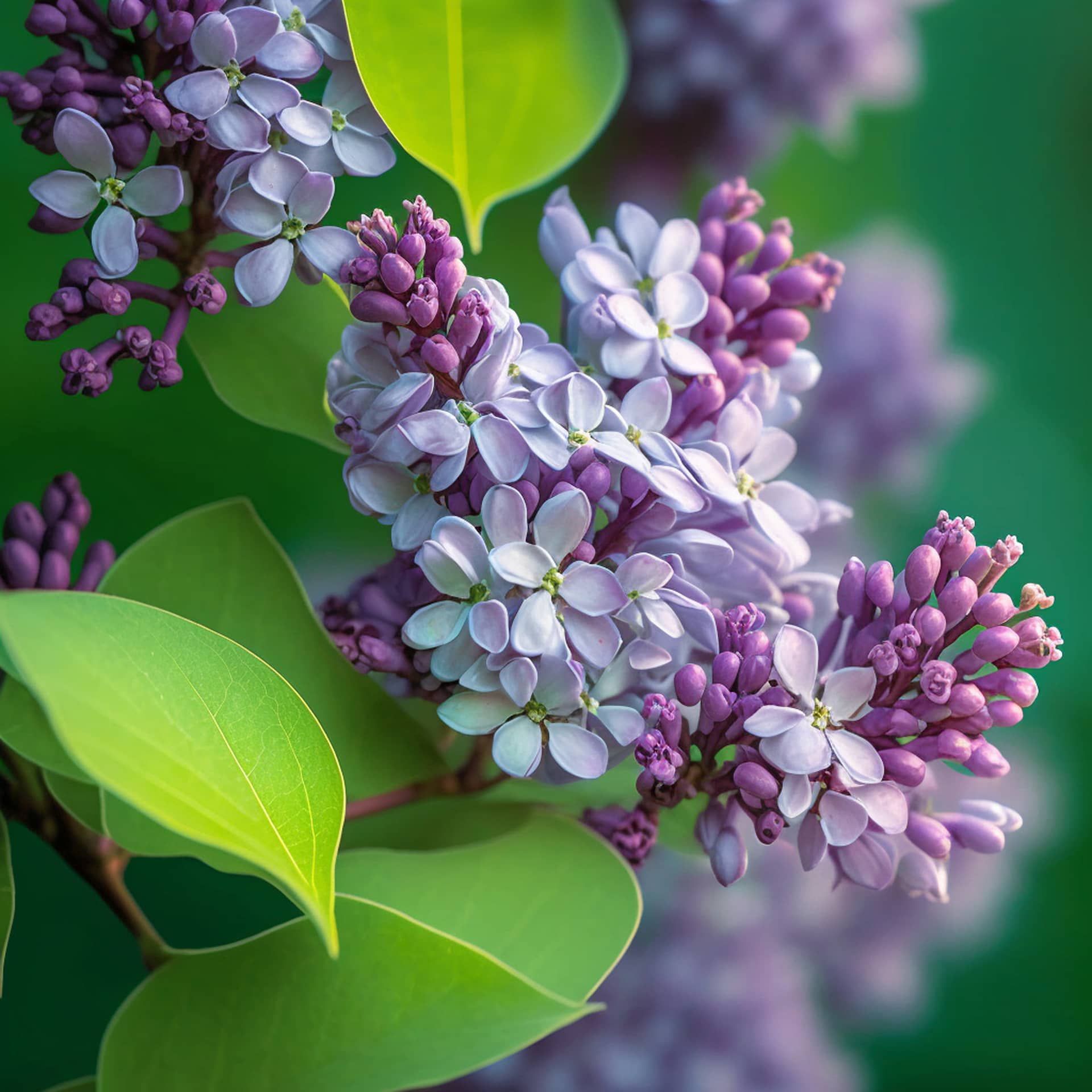 Flower profile picture lilac flowers leaves closeup realistic painting picture
