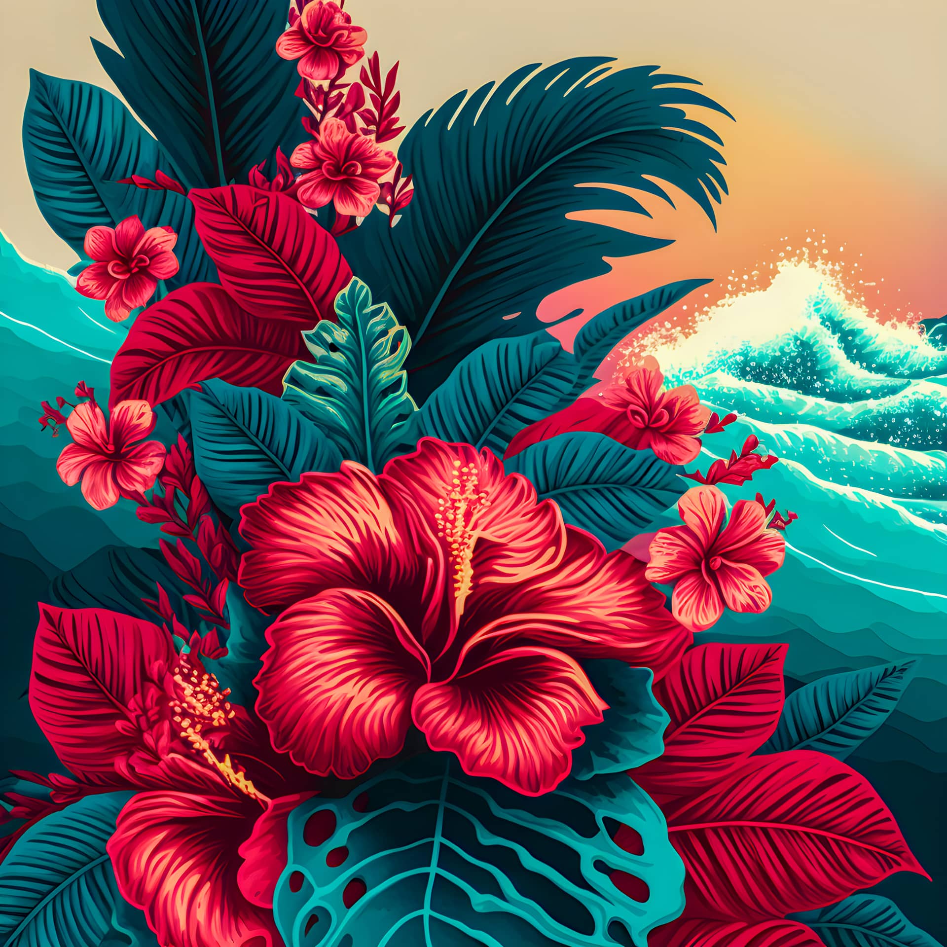 Hawaiian print pattern colorful design illustartion excellent image