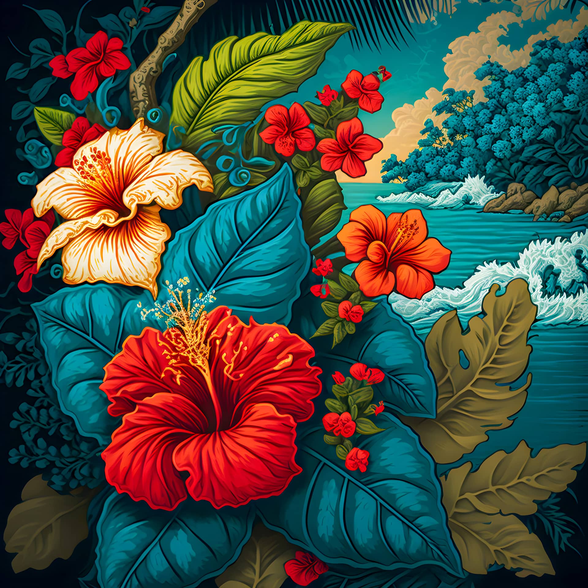 Hawaiian print pattern colorful design illustartion nice picture