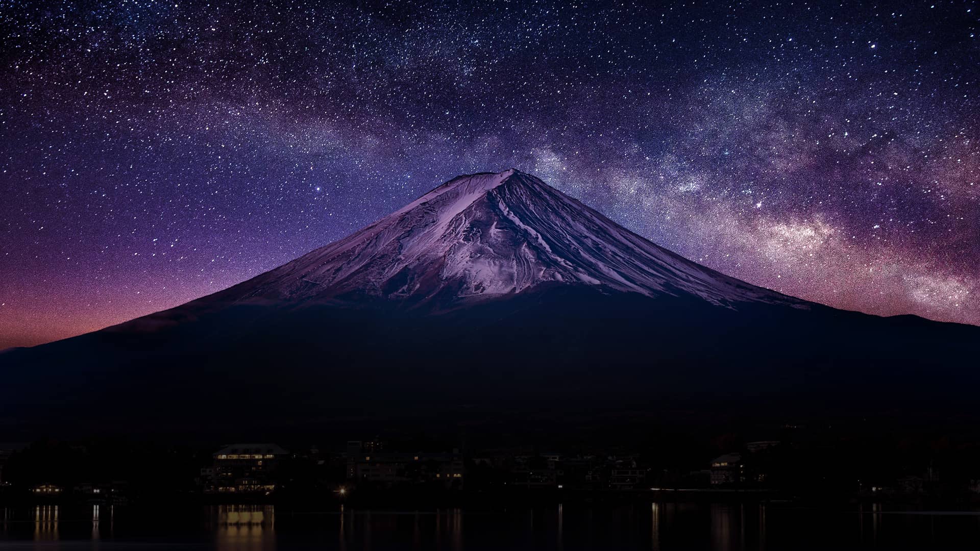 Fuji mountain with milky way night
