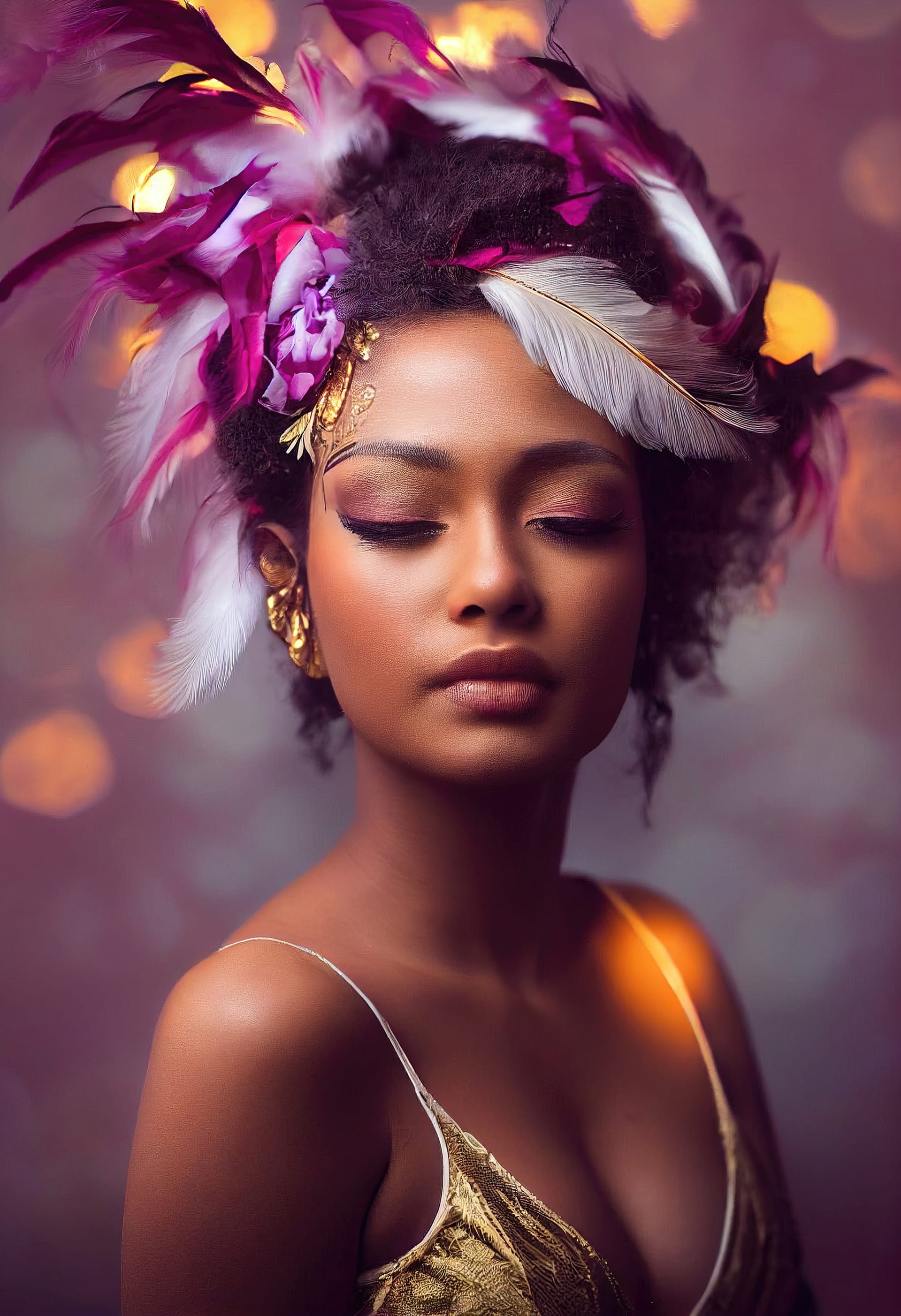 Abstract portrait fantasy ebony girl fashionable painted woman creative beautiful girl