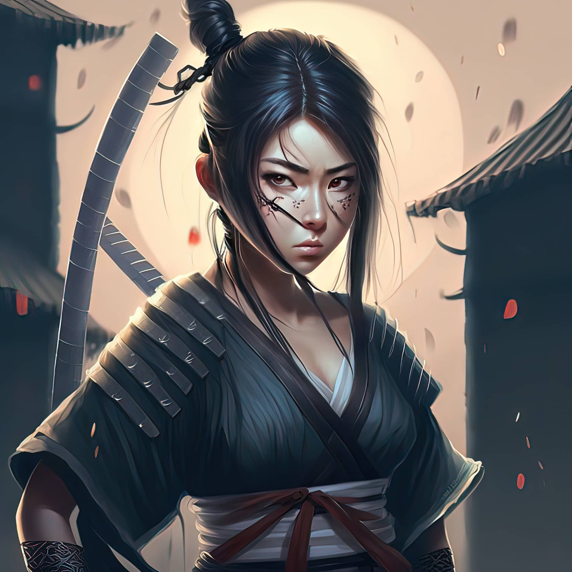 Beautiful japanese ninja girl concept art digital painting fantasy illustration
