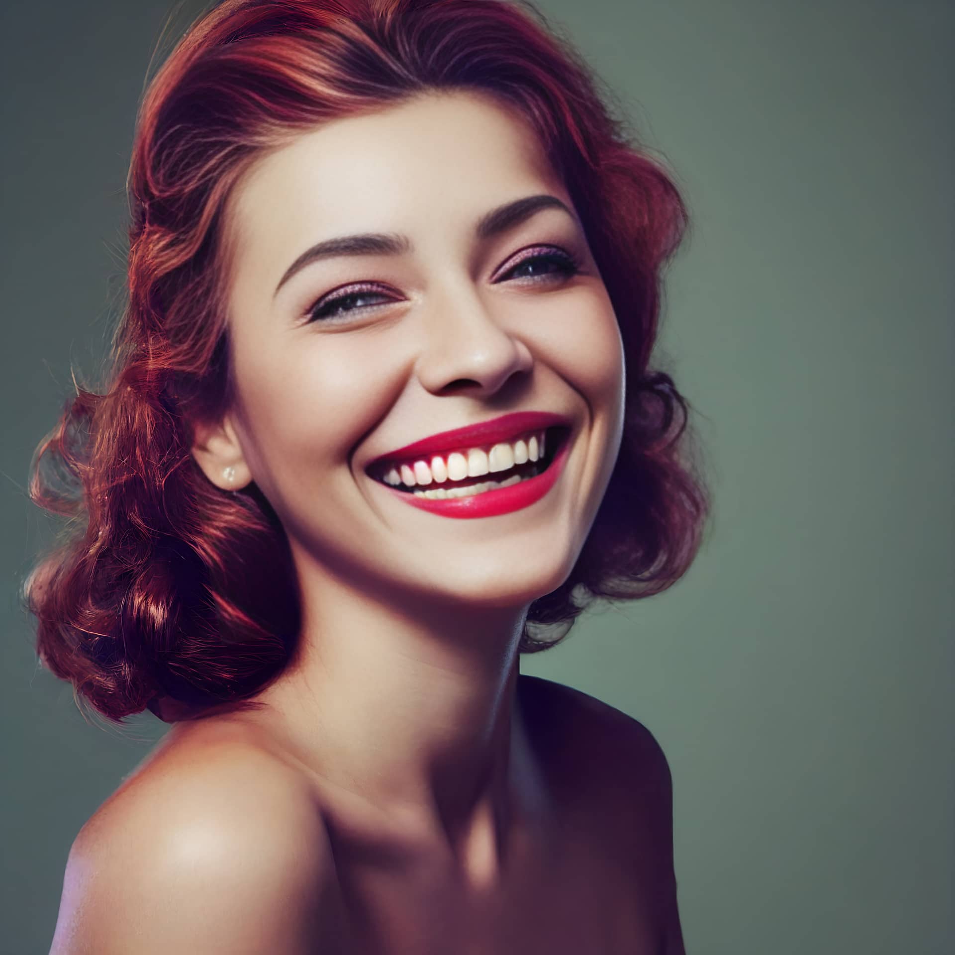 Good profile pics elegant red haired woman smiling