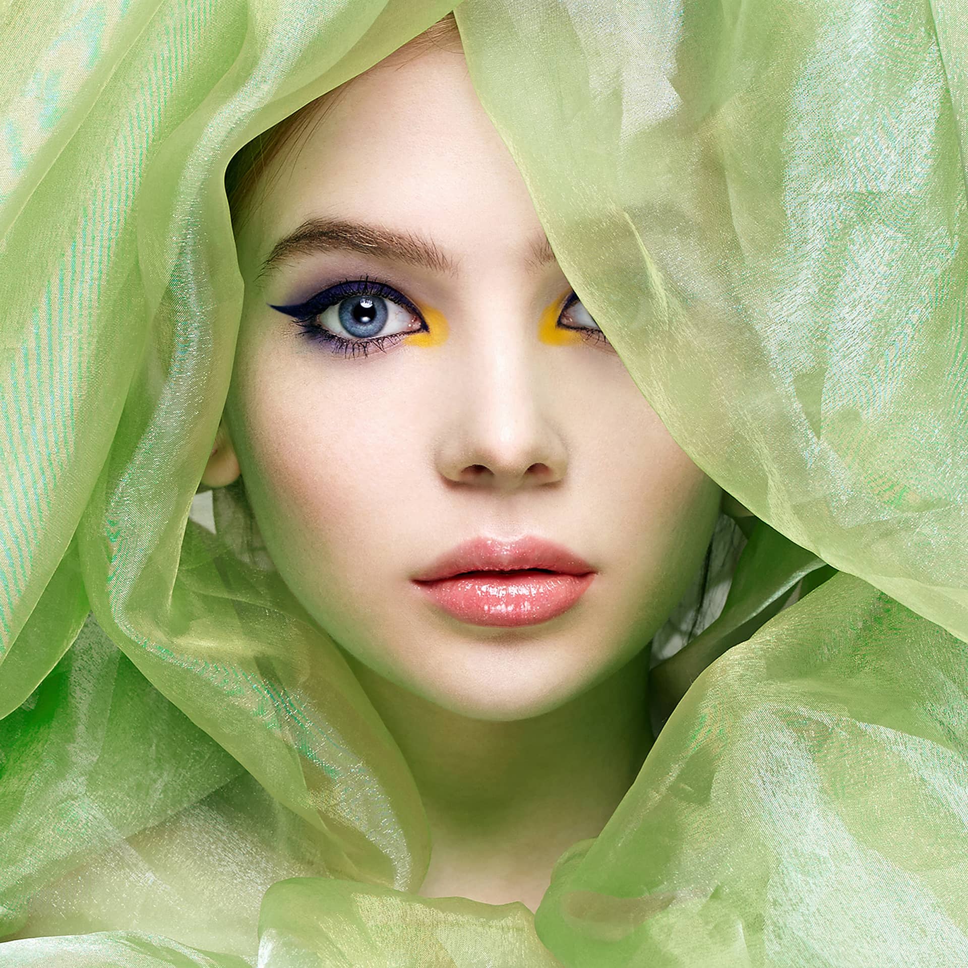 Good profile pics woman silk veil colorful makeup girl beauty portrait