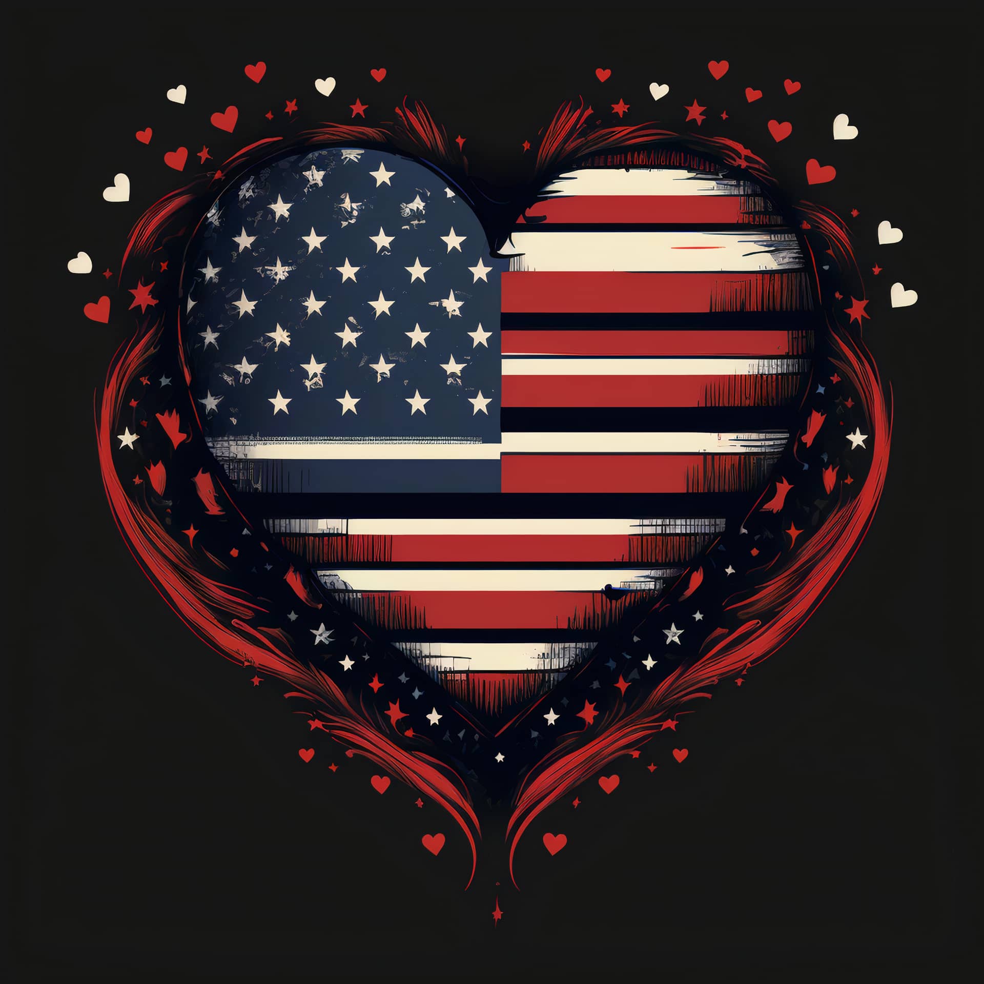 Heart design with american flag excellent image