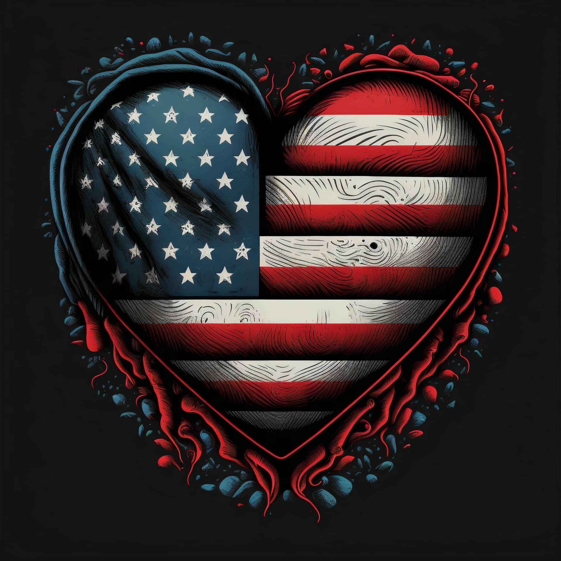 Heart design with american flag excellent picture