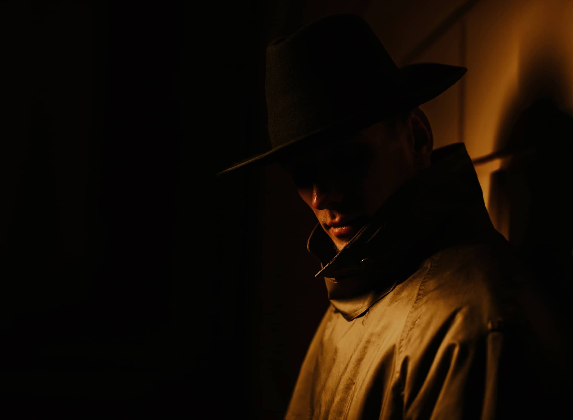 Male pictures for fake profile mysterious portrait noir style male detective