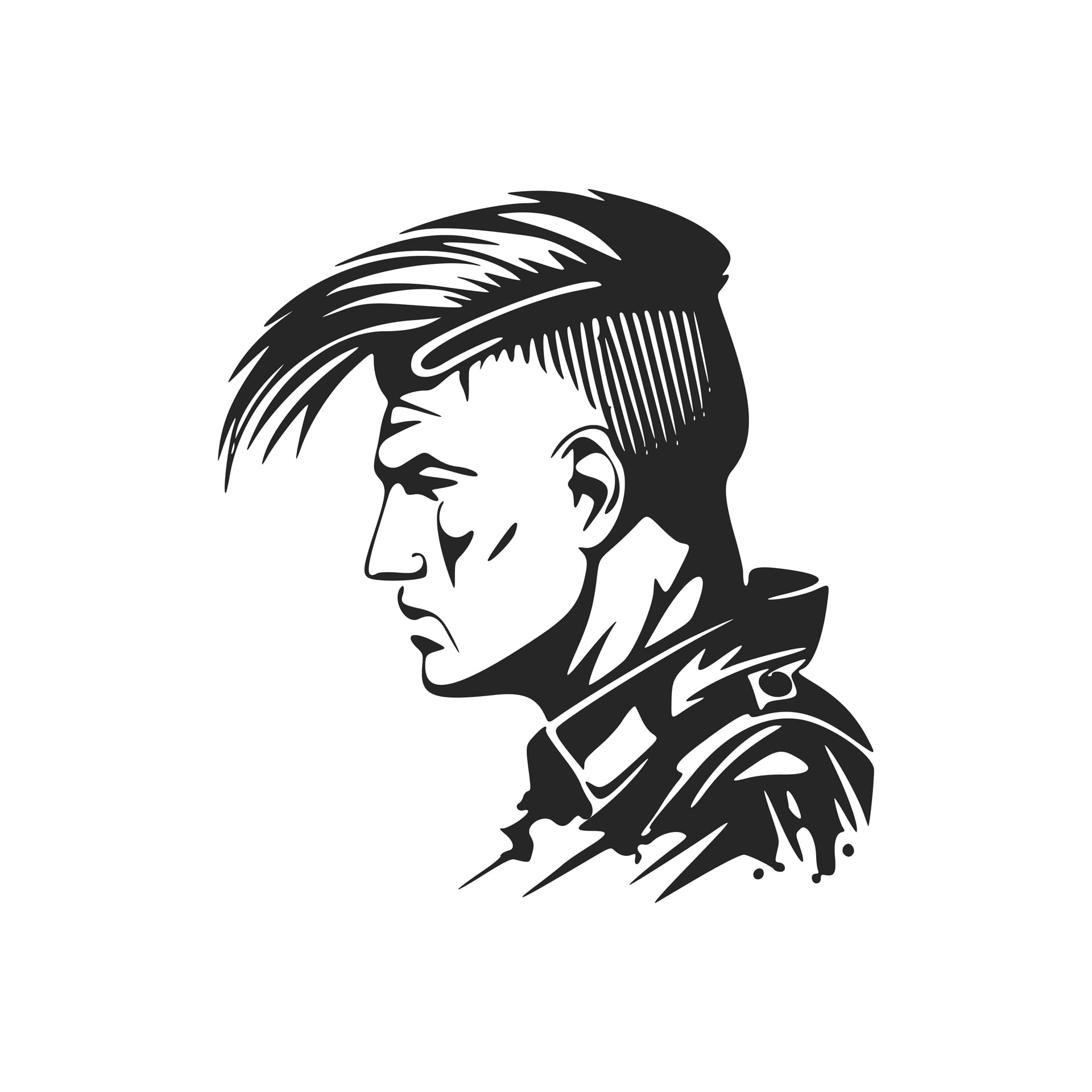 Black white minimalist depicting soldier military profile pictures