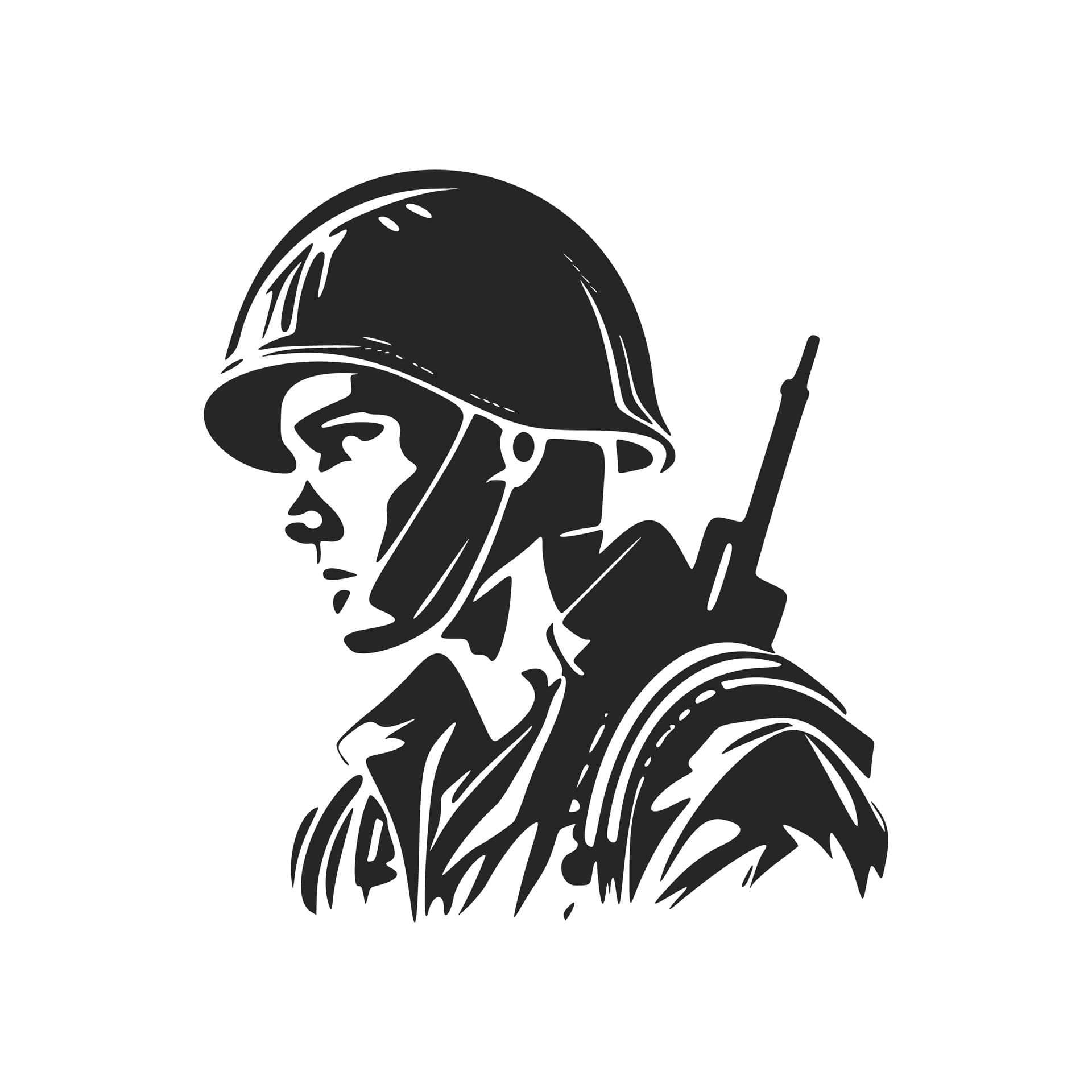 Black white stylish depicting soldier military profile pictures
