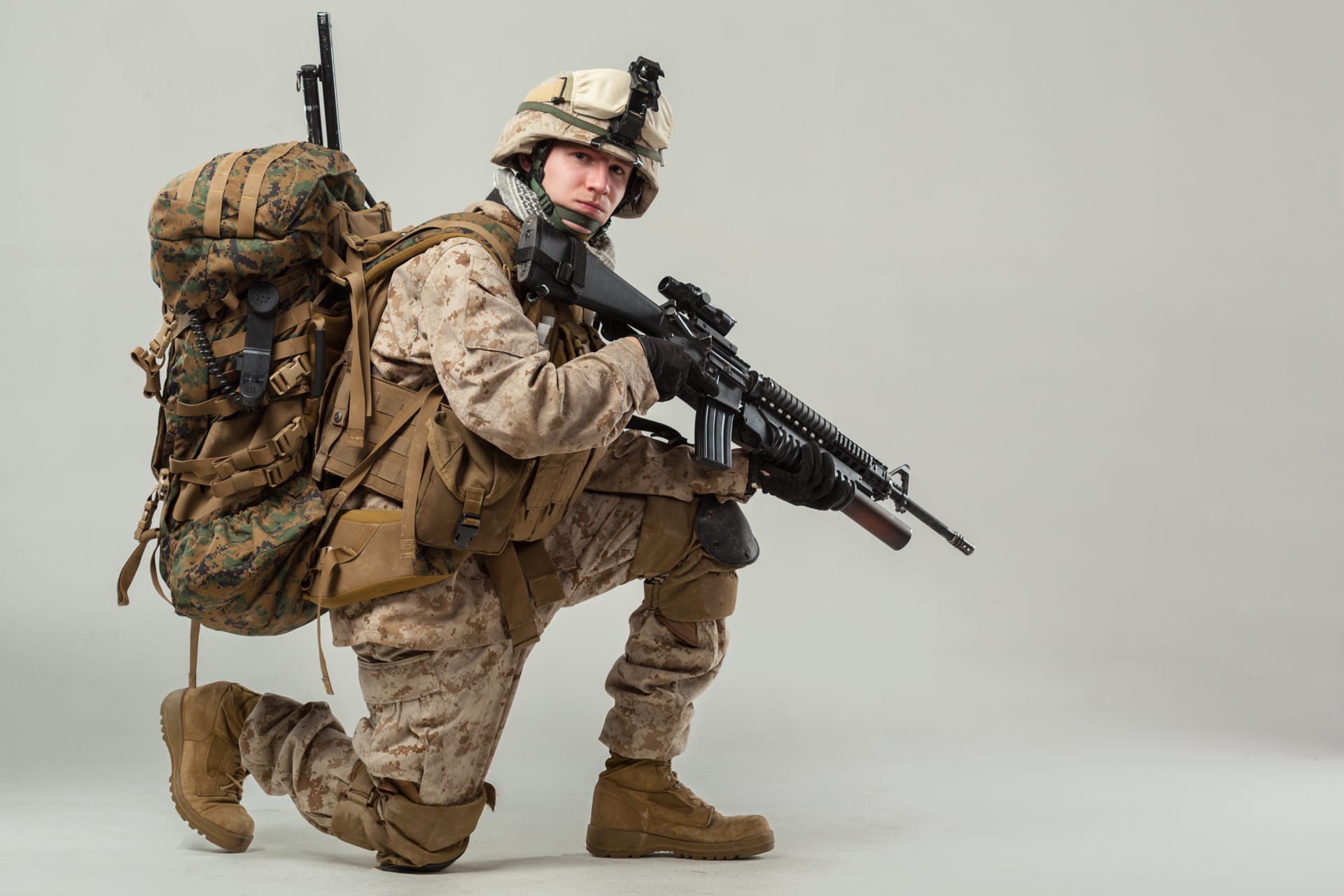 Military profile pictures soldier camouflage holding rifle