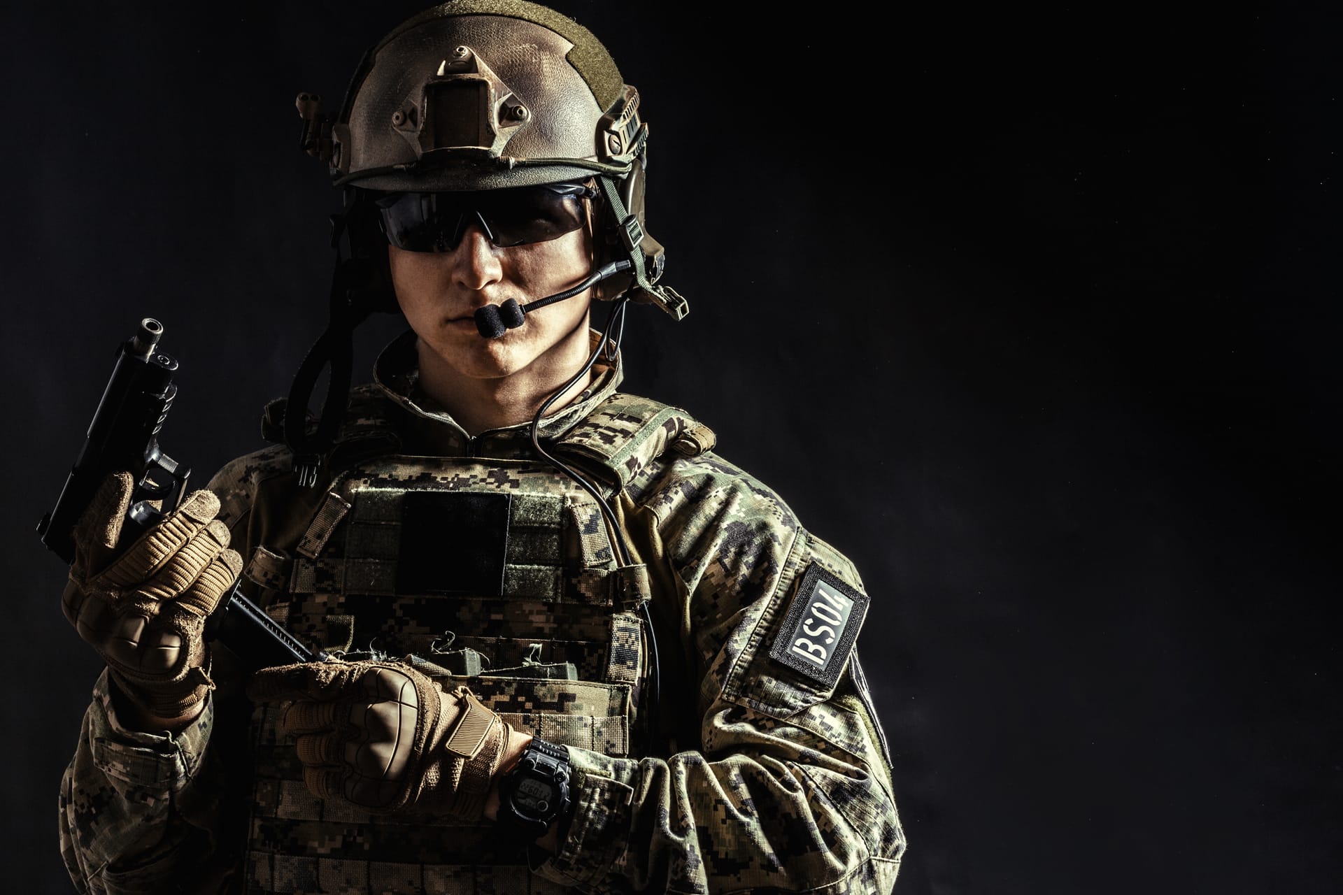 Military profile pictures special forces soldier with rifle