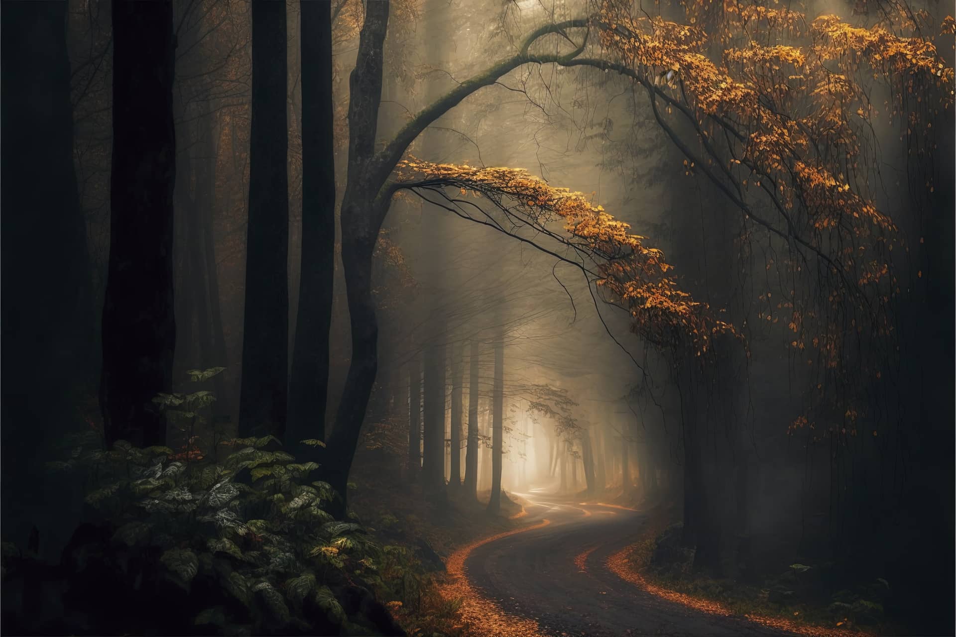 Autumn forest dark foggy day nature profile picture