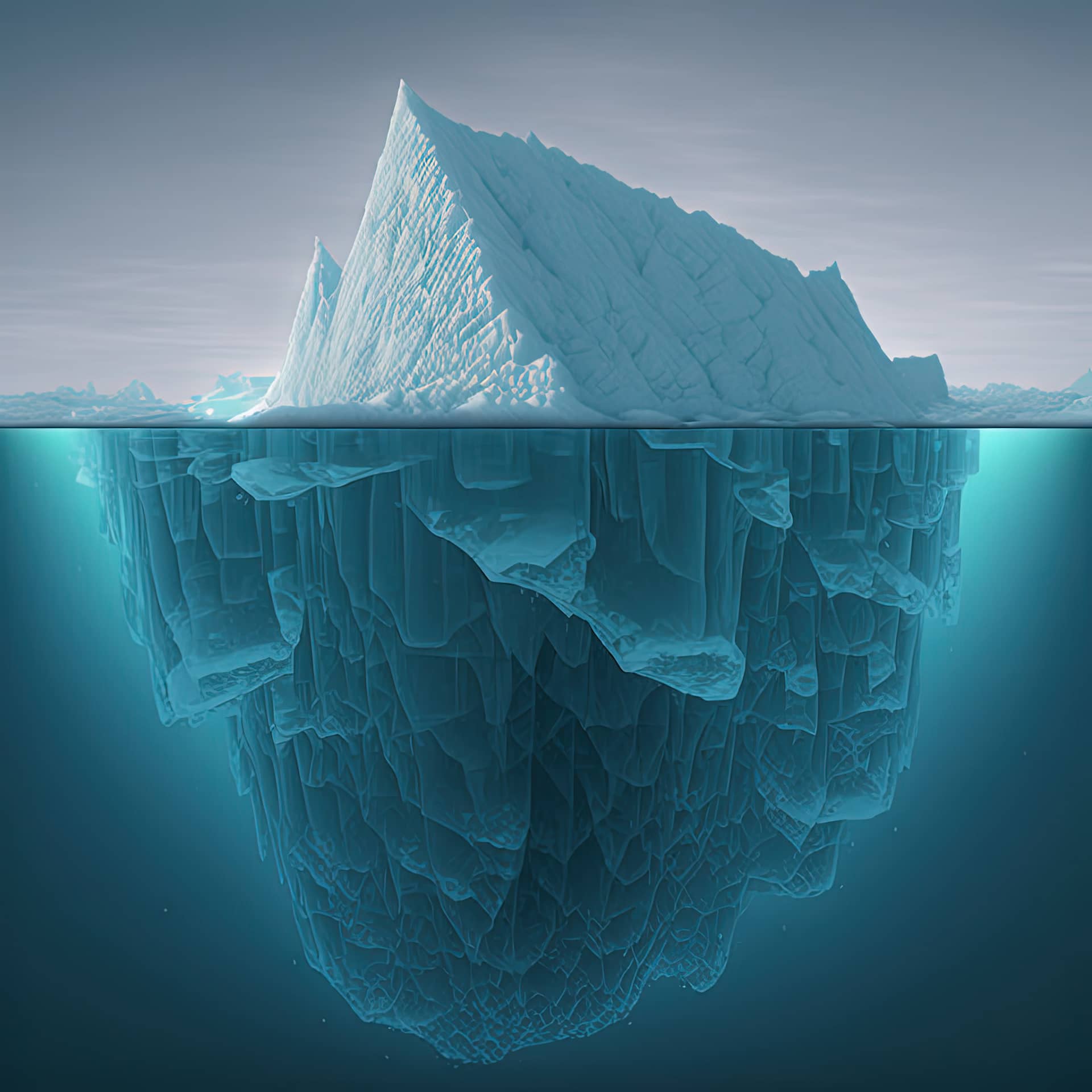 Iceberg middle ocean perfect clear blue water conservation ecology image