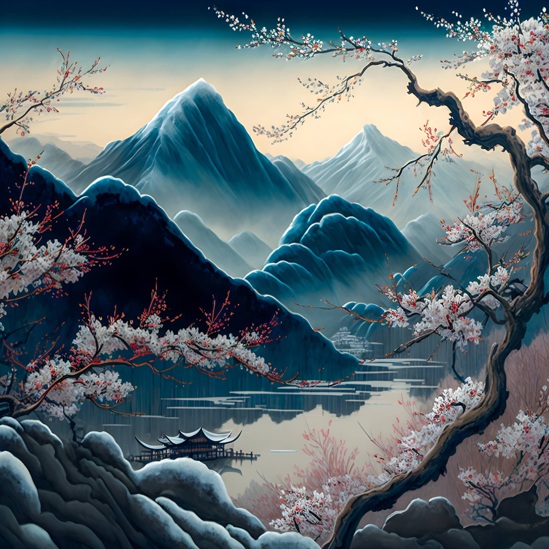 Nature profile picture cherry blossom tree landscape mountain