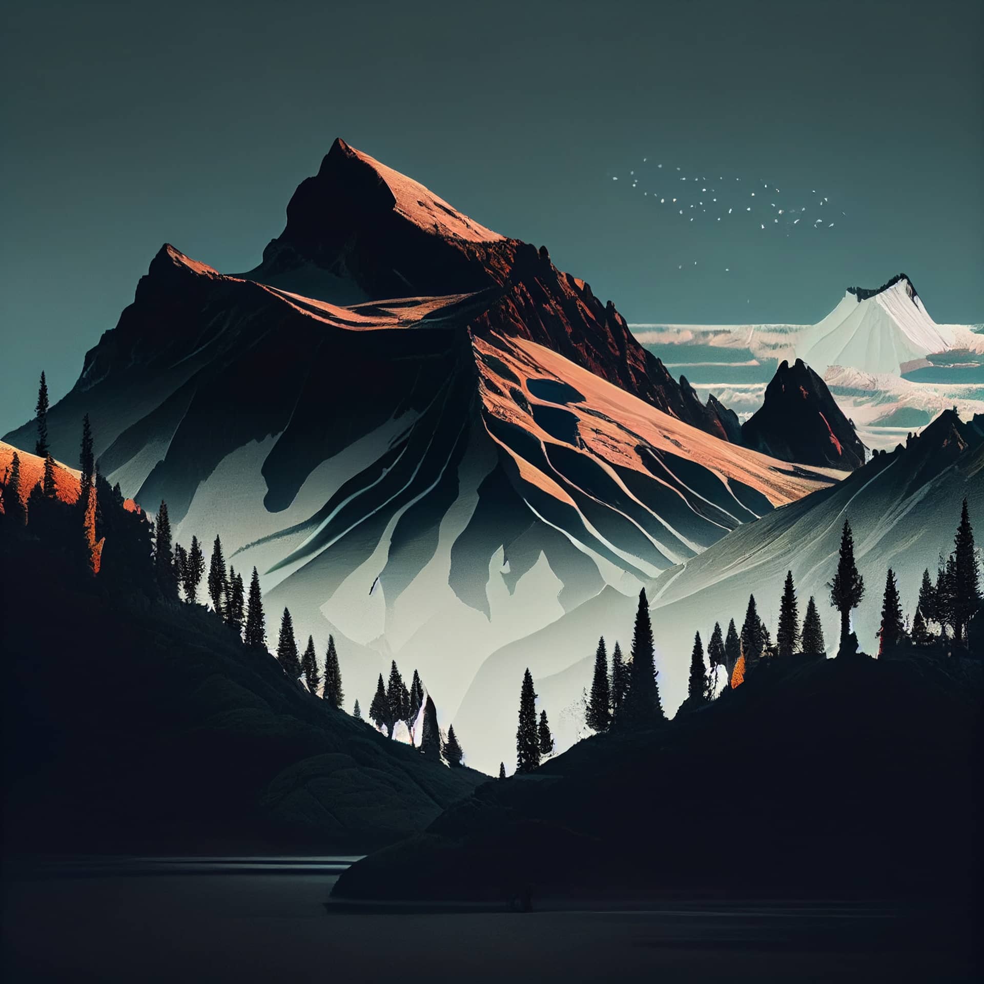 Nature profile picture mountain landscape by digital drawing
