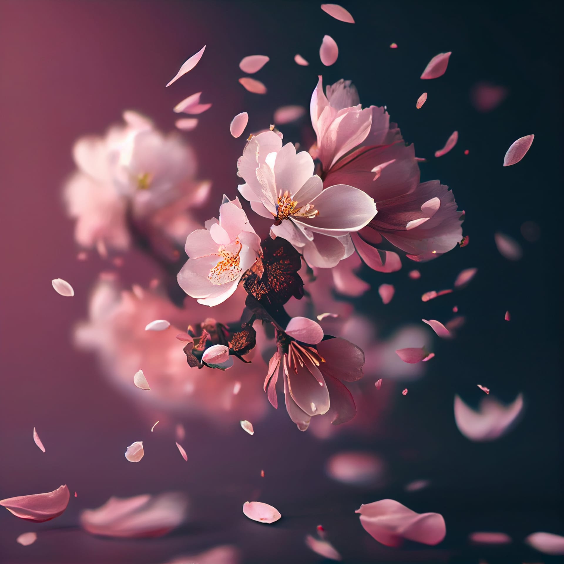 Cherry blossom sakura pink flowers petals floral illustration picture