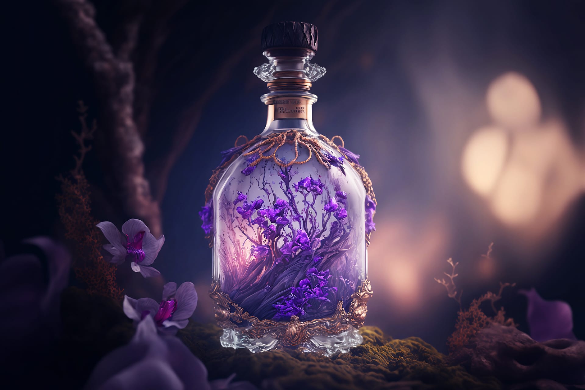 Pink profile picture magic potion beautiful decorated vial magic forest