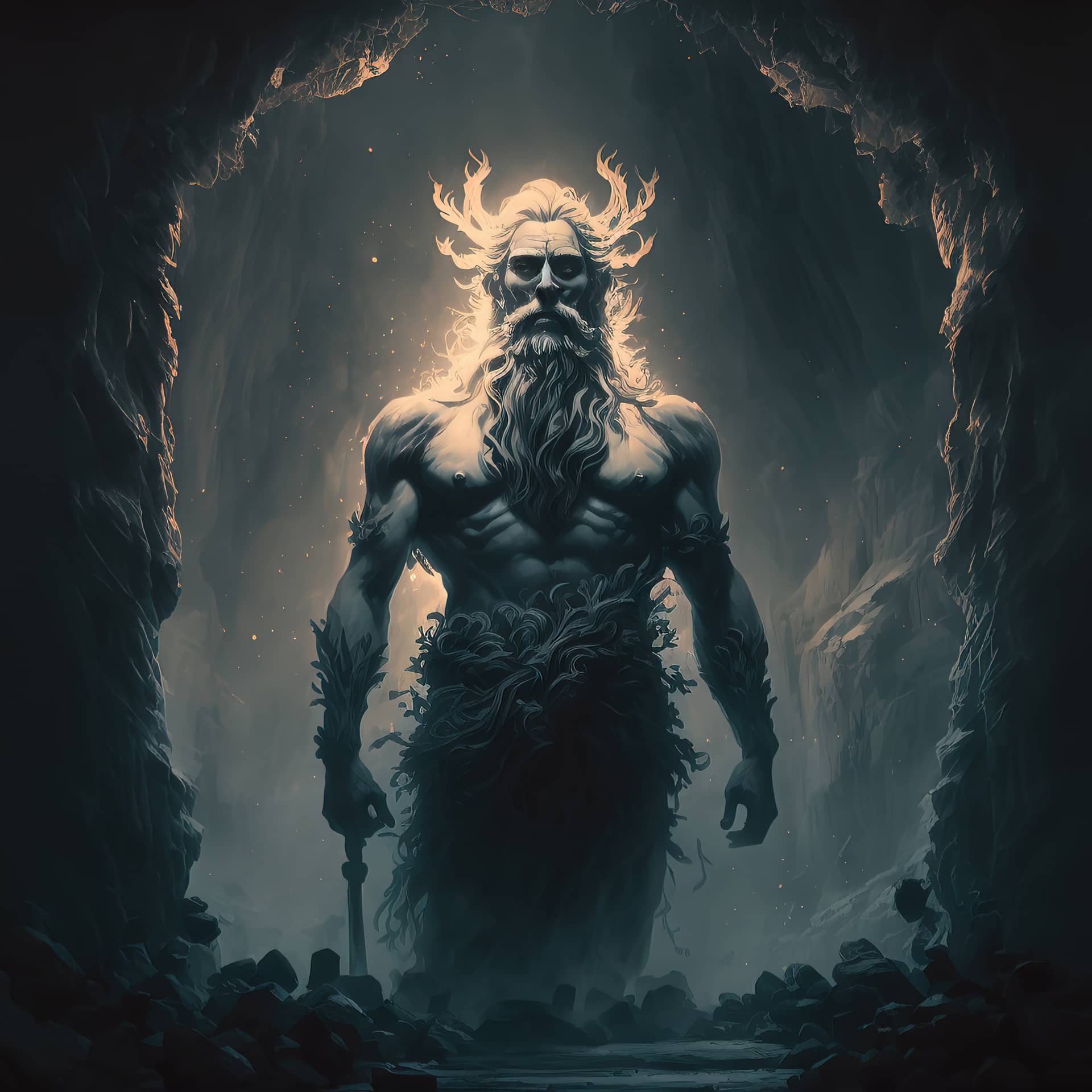 God hades stands full growth cave king underworld god dead