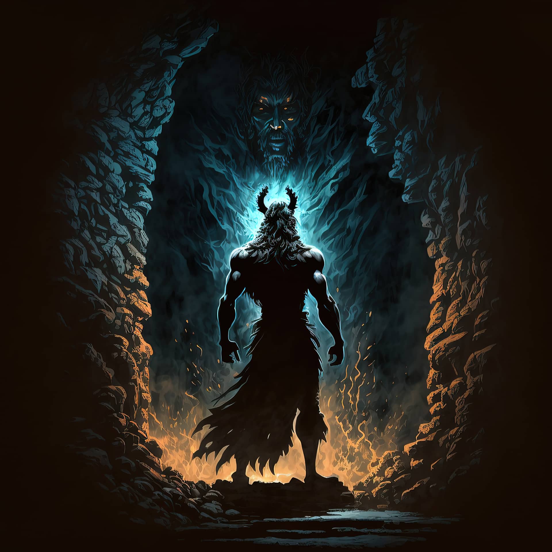 Hades stands full growth cave king underworld god dead image