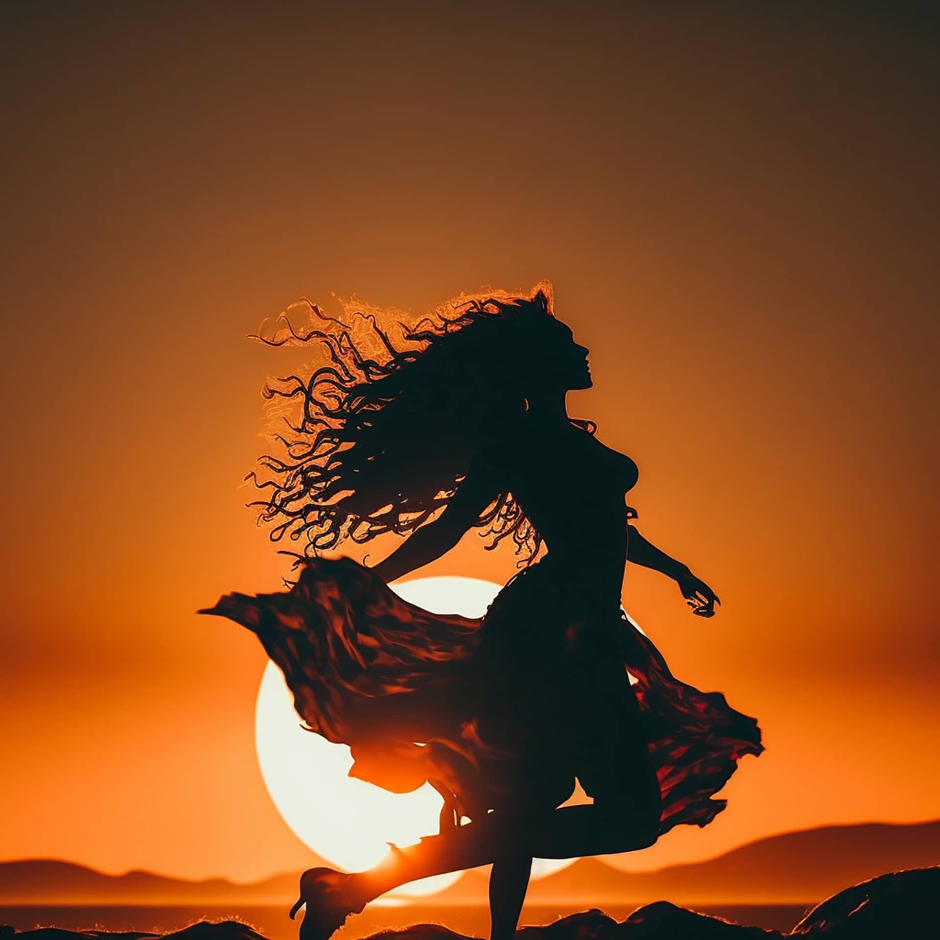 Pinterest profile picture color photography woman dancing sunset