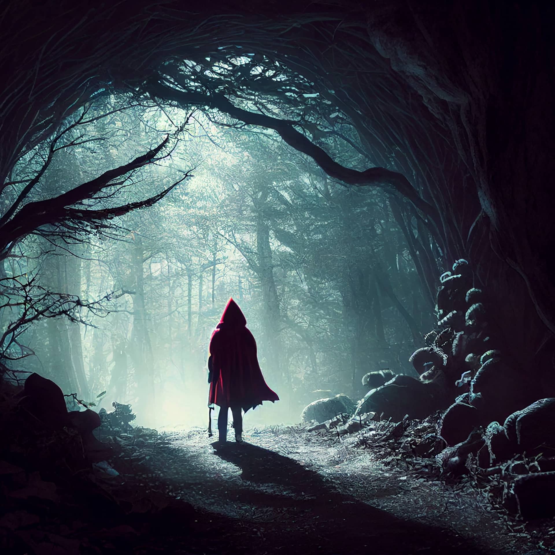 Woods somewhere red riding hood cinematic horror pinterest profile picture