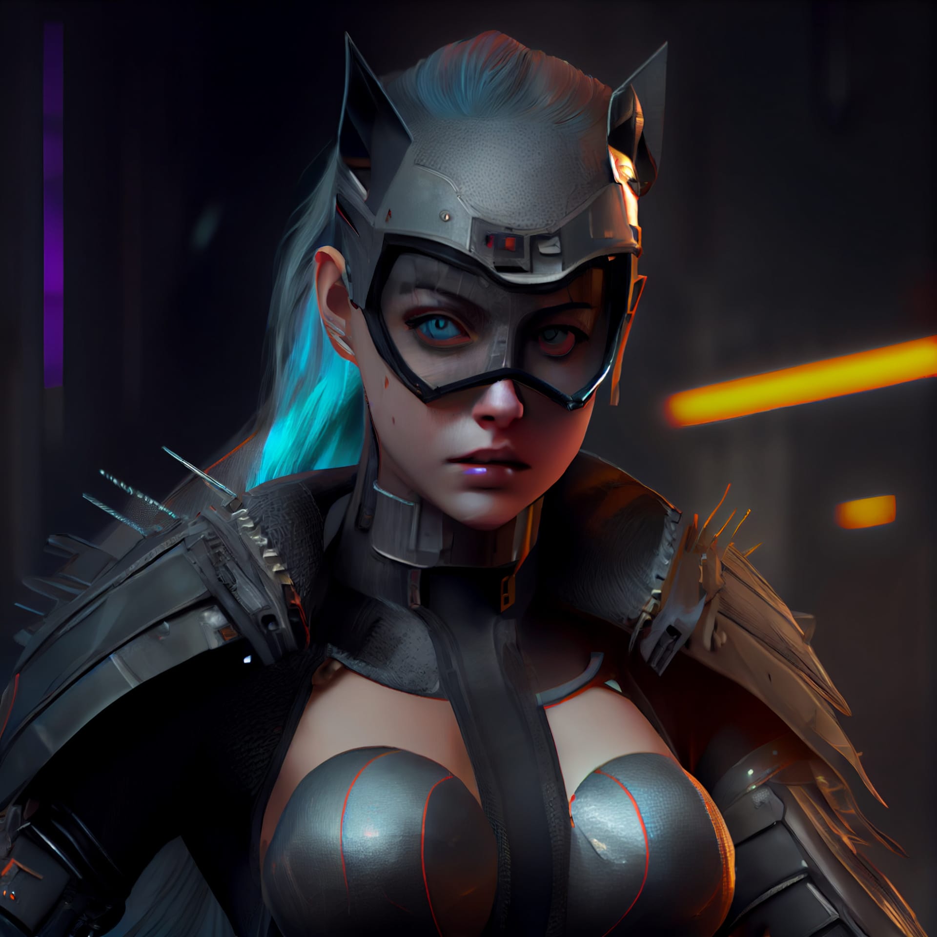 Cyberpunk warrior woman futuristic soldier 3d render illustration